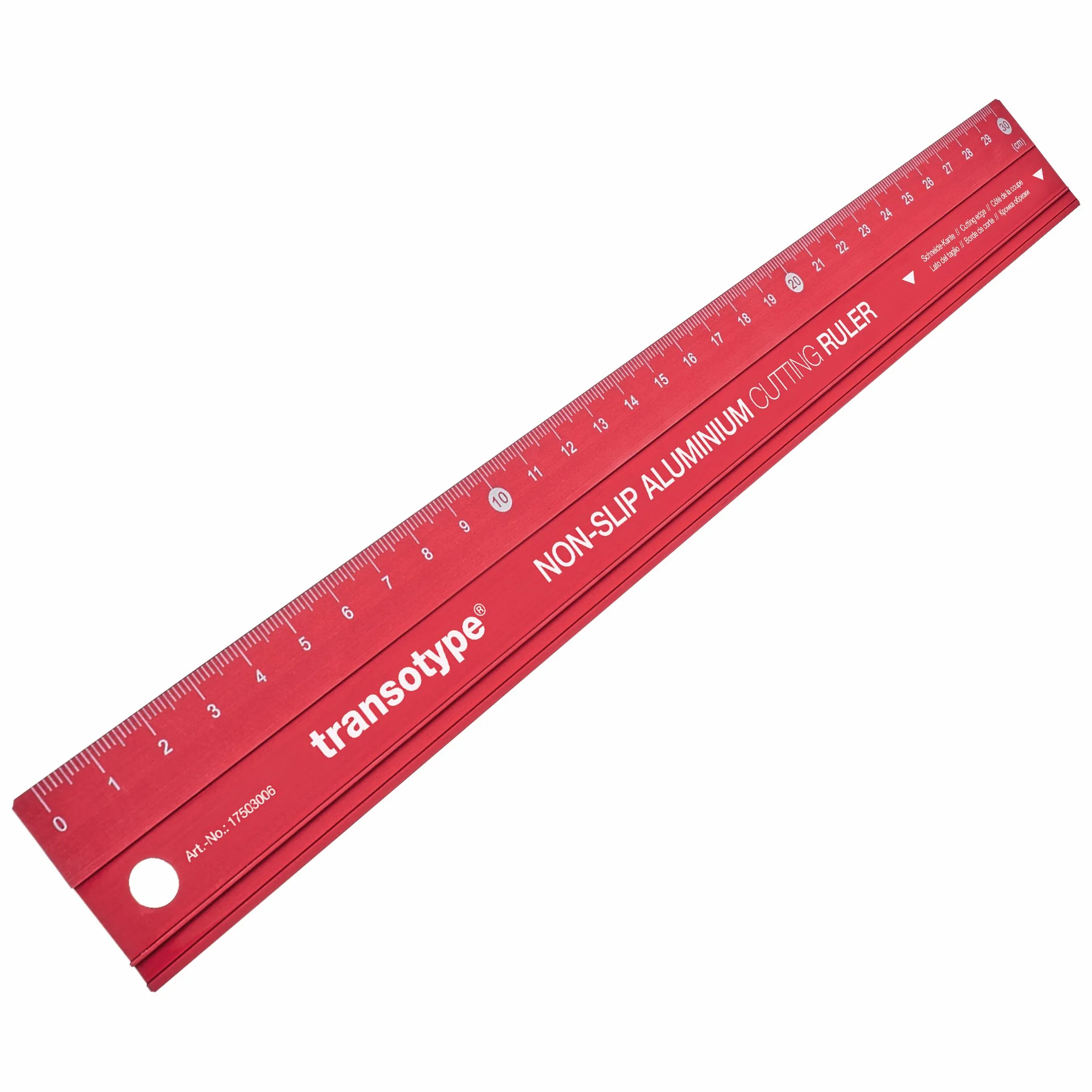 Linijka do cięcia 30 cm aluminiowa czerwona antypoślizgowa
