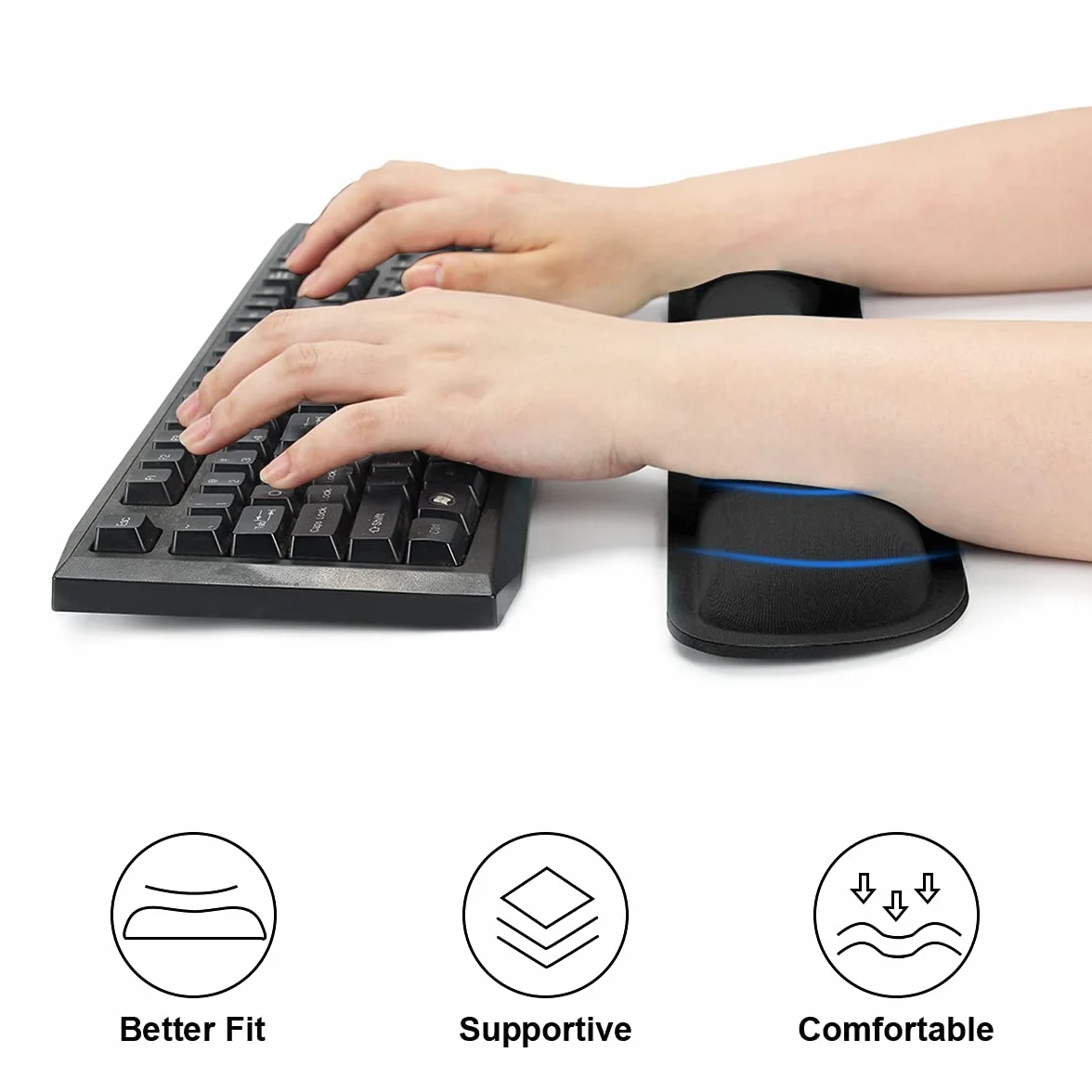 AULEEP Podkładka pod klawiaturę antypoślizgowa gumowa ergonomiczna czarna