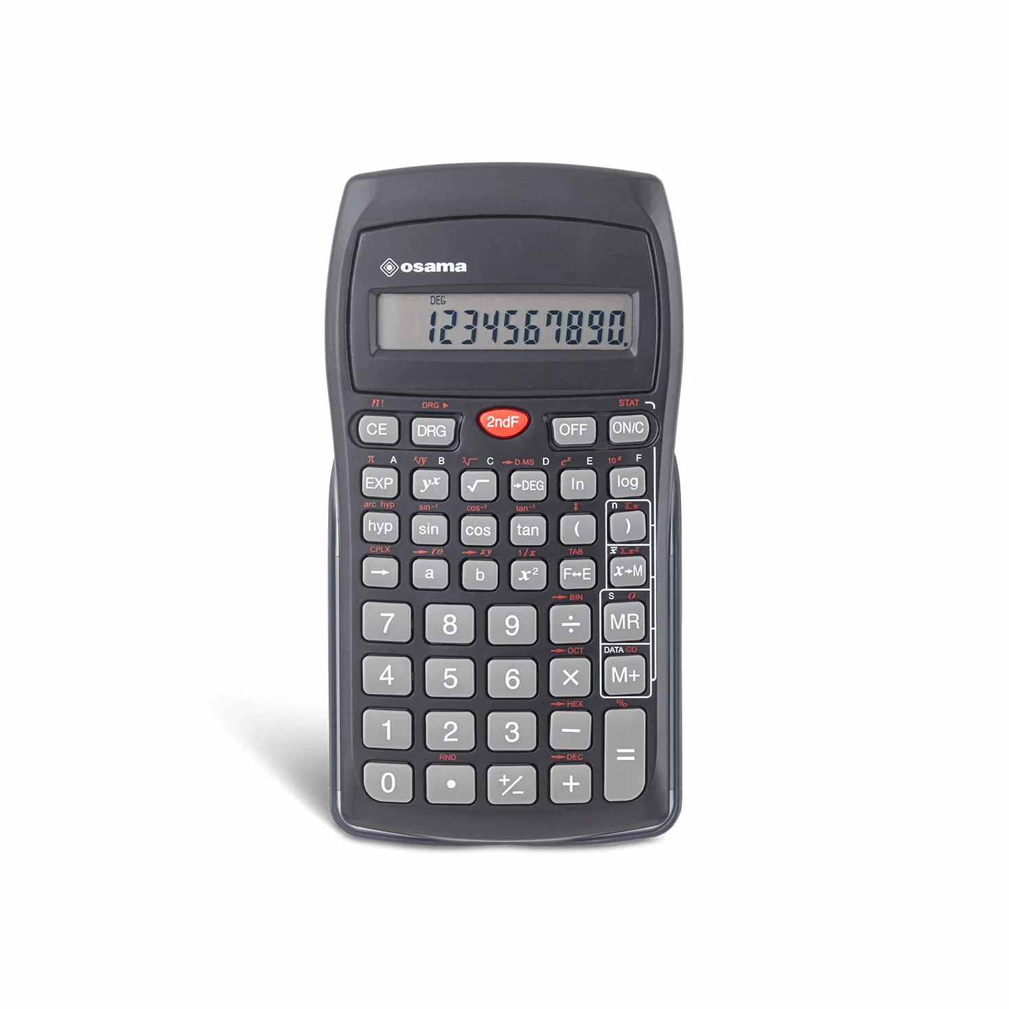 Osama - Calculadora Cientifica Escuela Ideal Como Accesorios y Material Oficina, Con 56 Funciones, 10 Cifras en Mantissa y 2 en Exponente - Calculadora Científica Con Funda Rígida Corredera, Negro