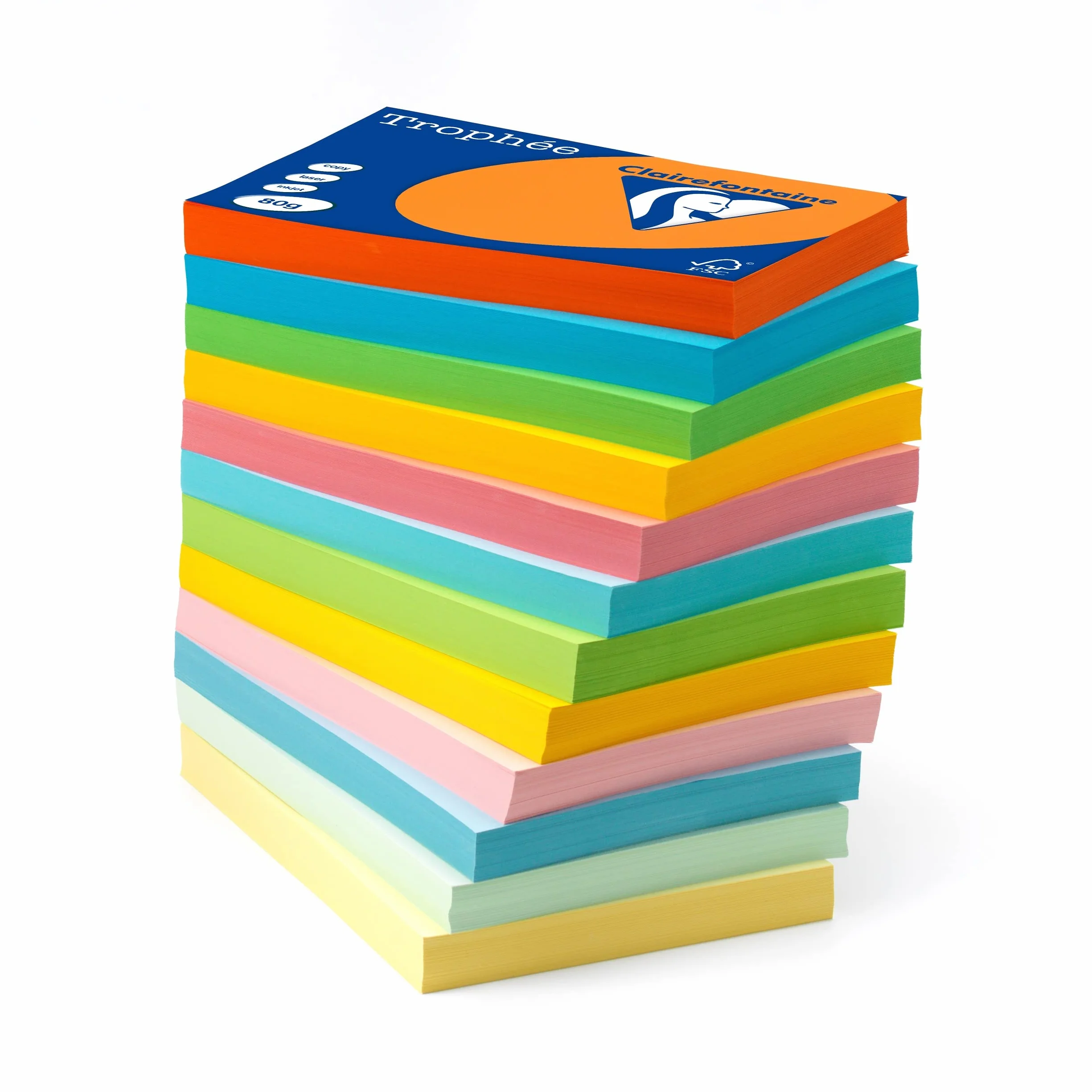 Clairefontaine 1242C – Ries papier do drukarki/kserokopiarki Trophee, intensywne kolory, DIN A4, 120 g, 250 arkuszy, kość słoniowa, 1 ryza