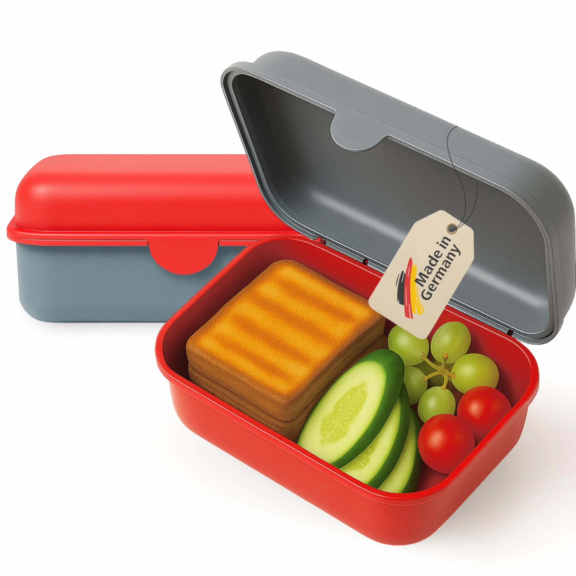 MEBY Zestaw 2 pudełek śniadaniowych – pudełko na lunch dla dzieci i dorosłych – nie zawiera BPA, nadaje się do mycia w zmywarce, do kuchenki mikrofalowej – wytrzymałe pudełko śniadaniowe z wymienną