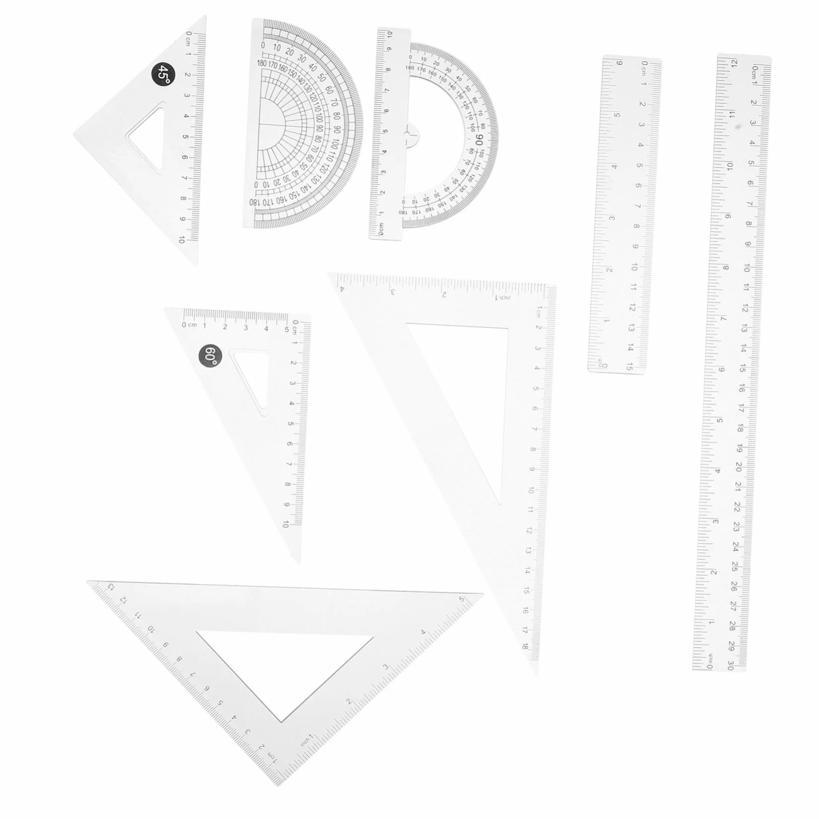 NUOBESTY Zestaw 8 Linijek Geometrycznych Komplet Linijek Math Kątomierz Trójkąt