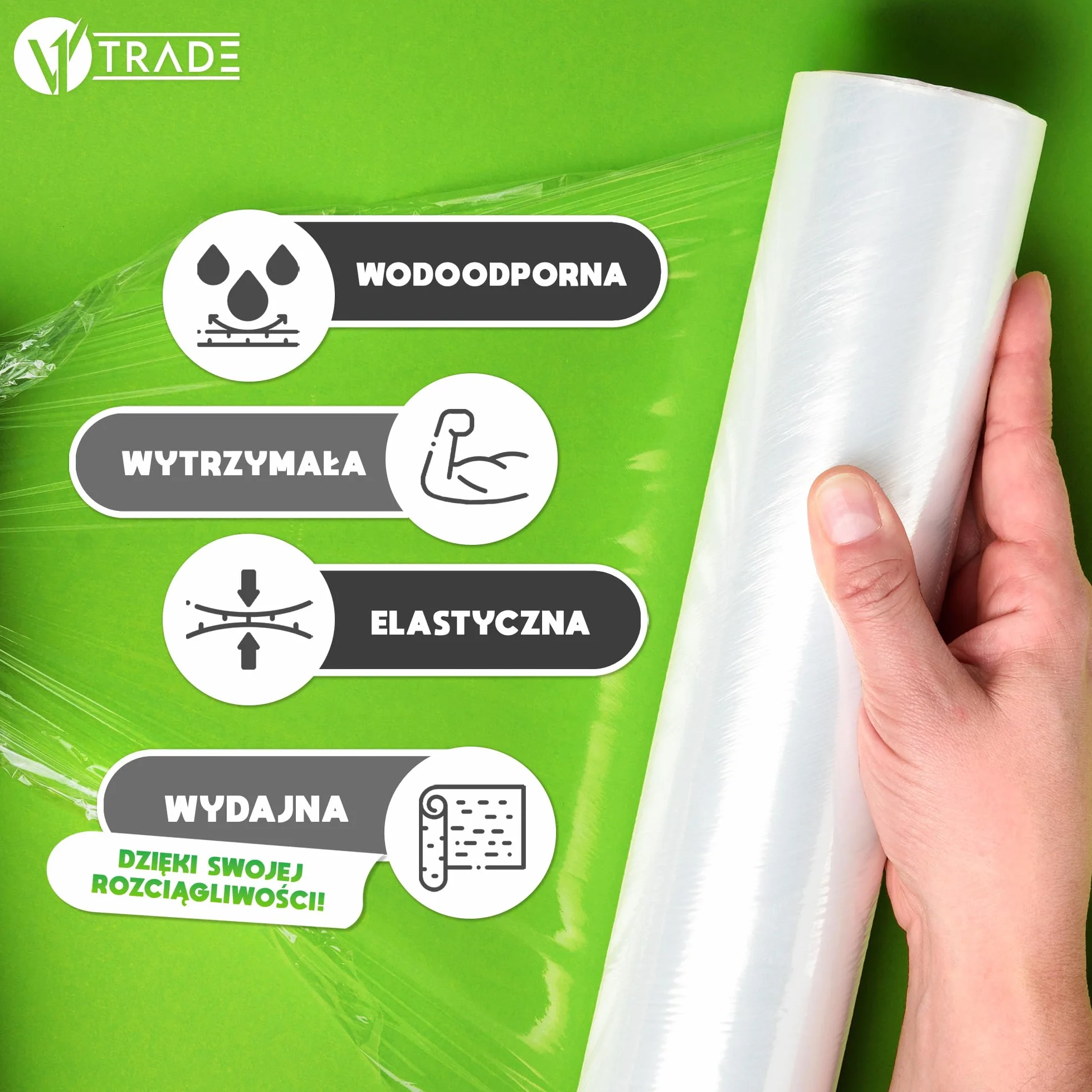Folia stretch przezroczysta 1,5 kg 23 mikrometry 100 m 40 cm