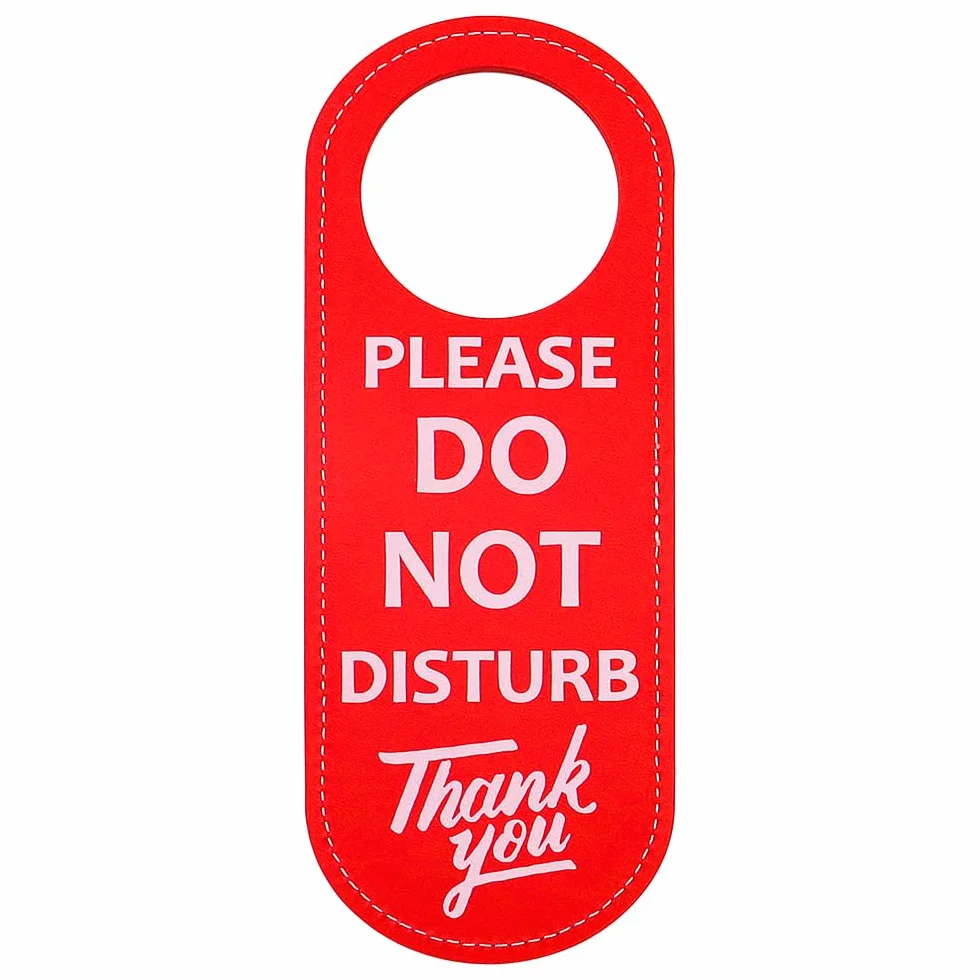 Znak Do Not Disturb wieszak na drzwi, skóra PU, dwustronna gałka, czerwony