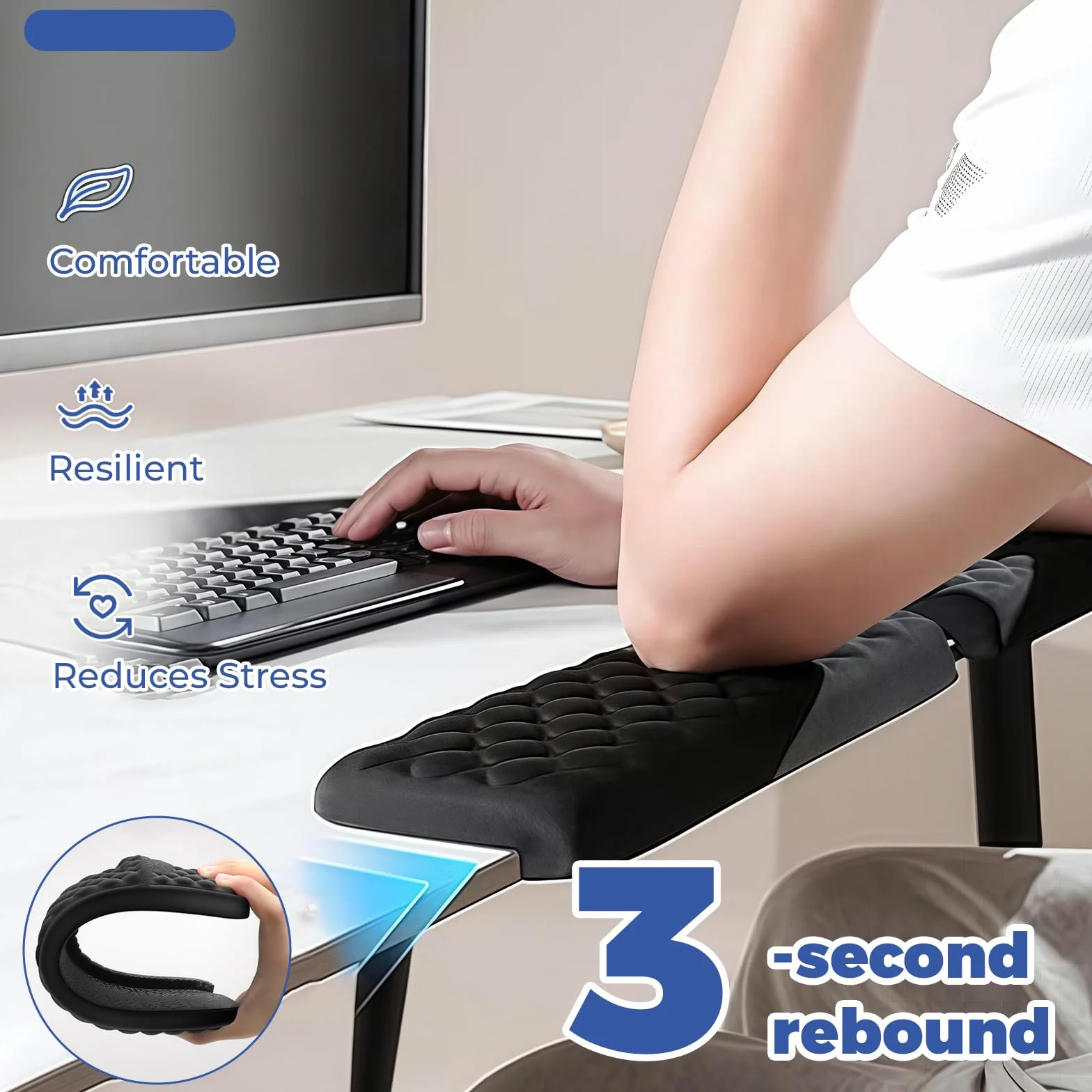 Yamobi 2-częściowa nakładka na nadgarstek w kształcie litery L, piankowa podkładka pod nadgarstek z antypoślizgową podstawą, ergonomiczna poduszka na biurko, krawędzie, do biura (30 x 10 cm)