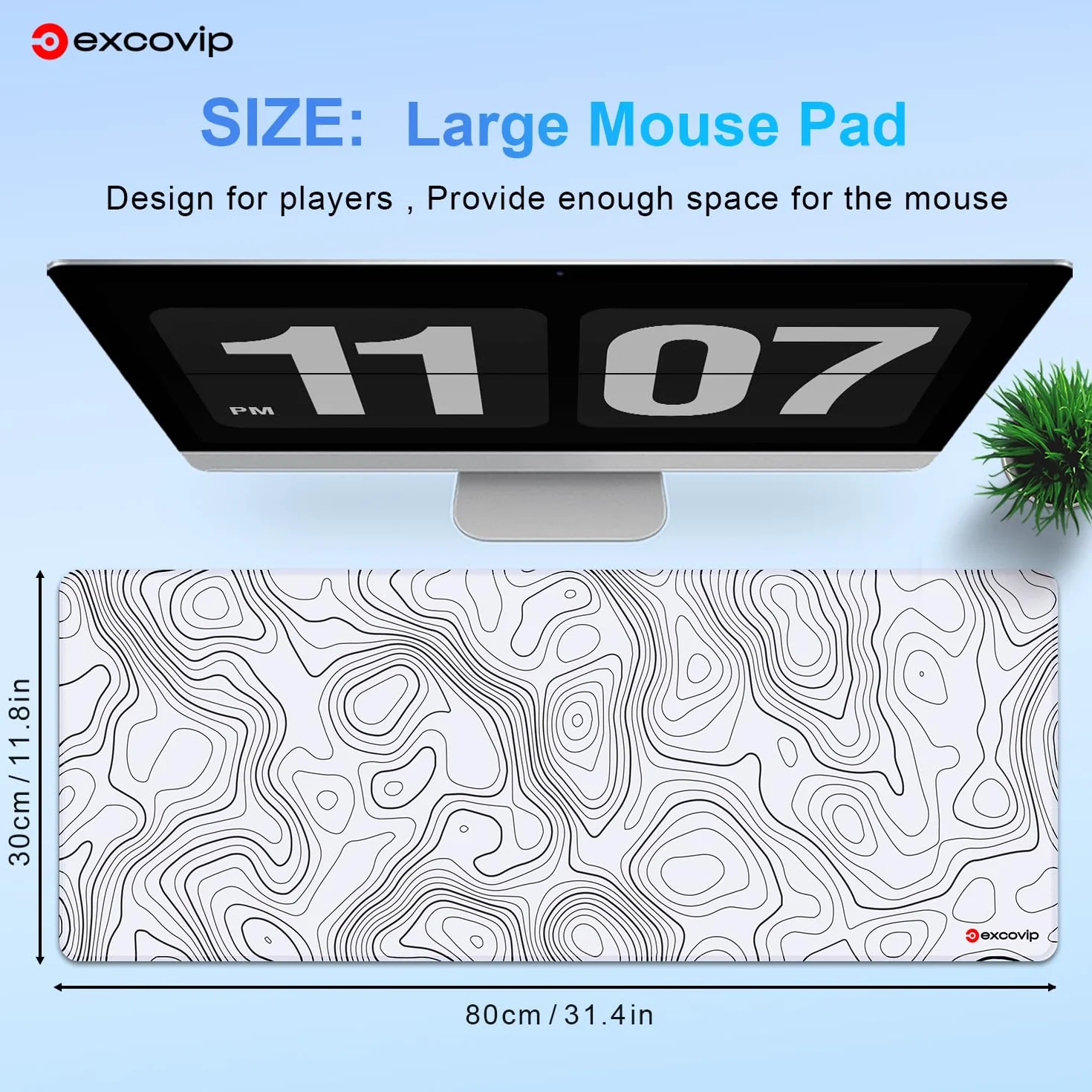 Podkładka pod mysz do gier XL 80x30 cm biała antypoślizgowa