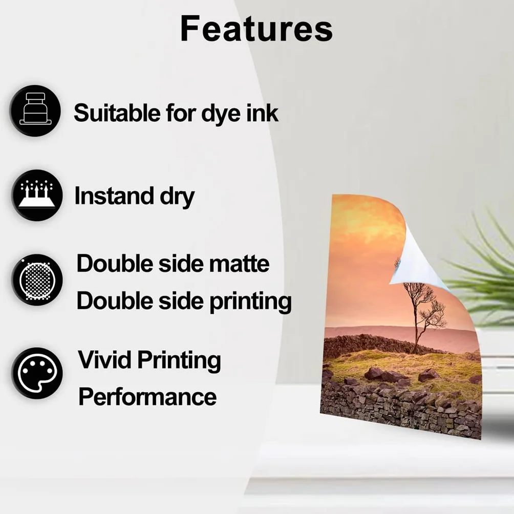 A3/A4 300 g/m², dwustronny, matowy, grubego ciężkiego papieru fotograficznego – atramentowy do menu, kalendarza, druku (A4, 300 g/m² x 100 ark.)