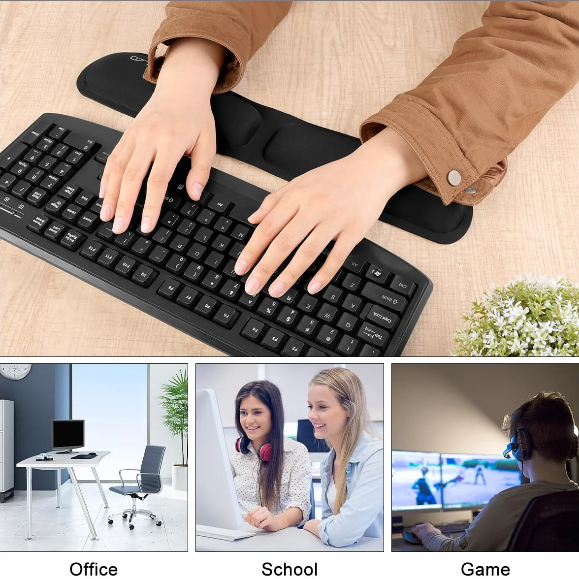 ELZO Ergonomiczna podkładka pod nadgarstek z pianką memory, wysoka gęstość, składana