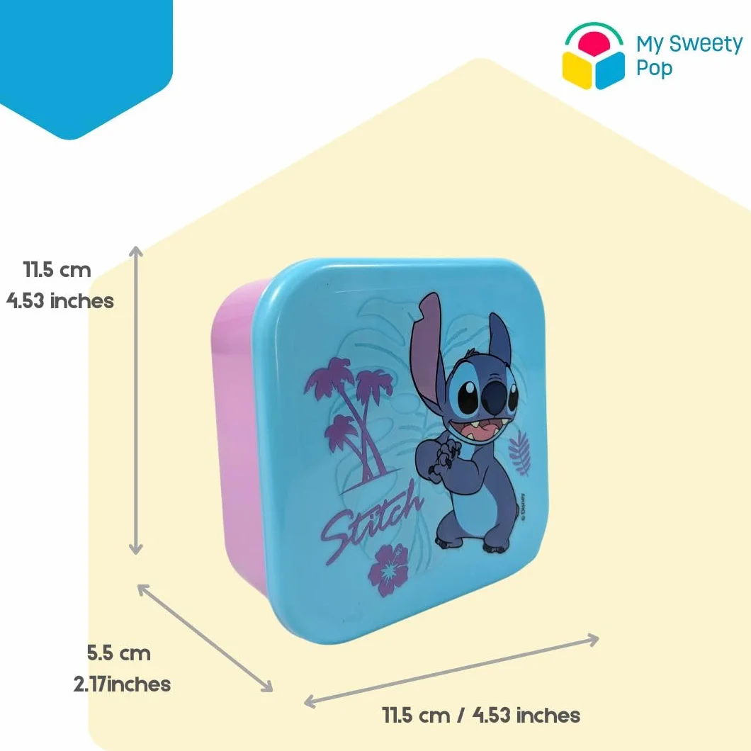 Stitch Pudełko na lunch, zestaw 3 sztuki, z możliwością układania w stos, 11,5 cm, dla dzieci, do żłobka, przedszkola, szkoły, na wakacje – fioletowe/niebieskie/białe