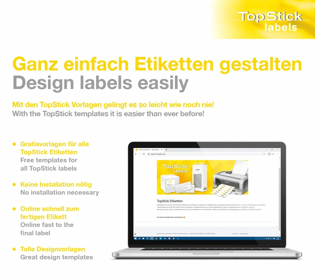 TopStick 8756 etykiety adresowe, 100 arkuszy, 99,1 x 33,9 mm, 16 arkuszy A4, 1600 sztuk, samoprzylepne, do zadrukowania, matowe, czyste naklejki adresowe, białe