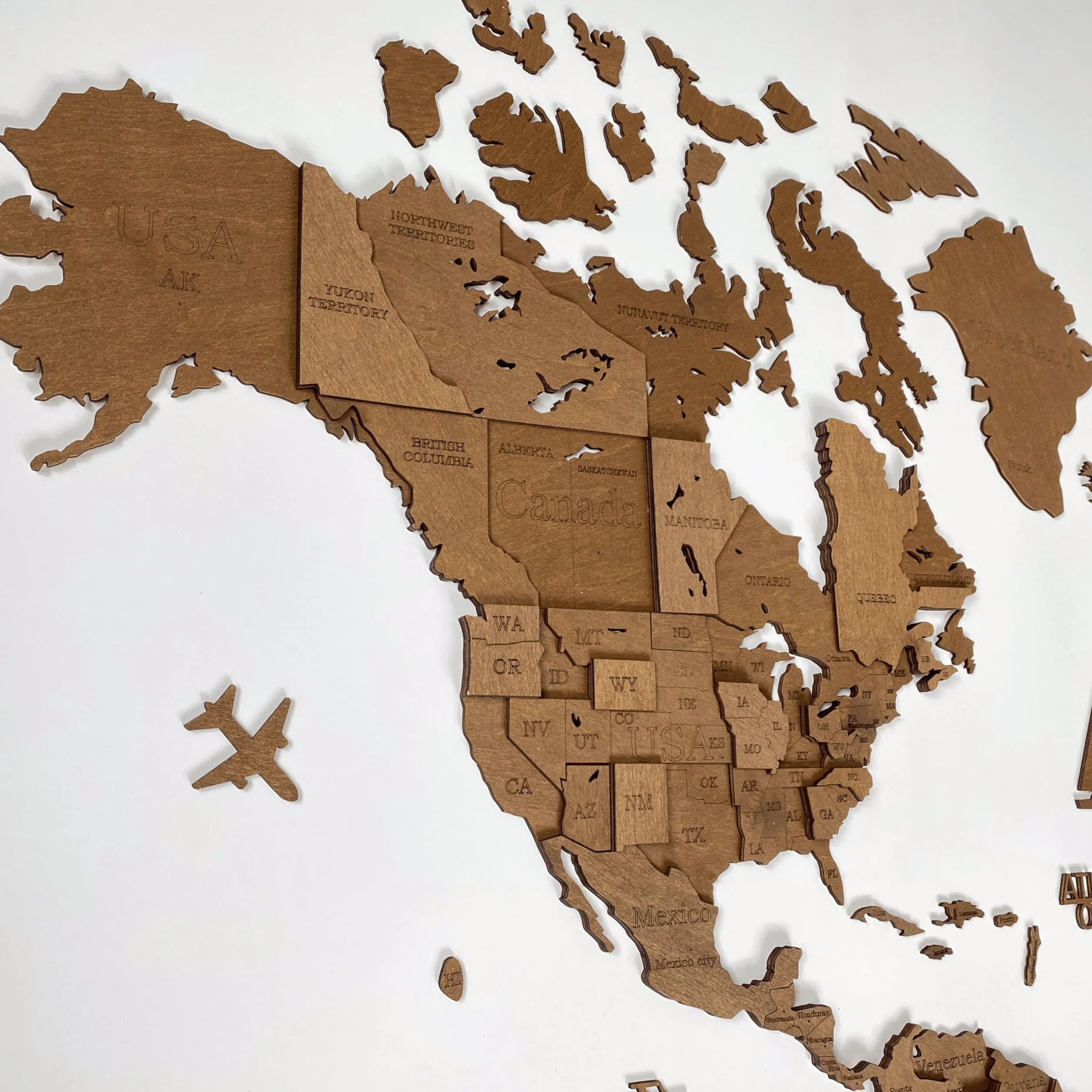Duża drewniana mapa świata 3D sztuka ścienna dekoracja rozmiar M L XL