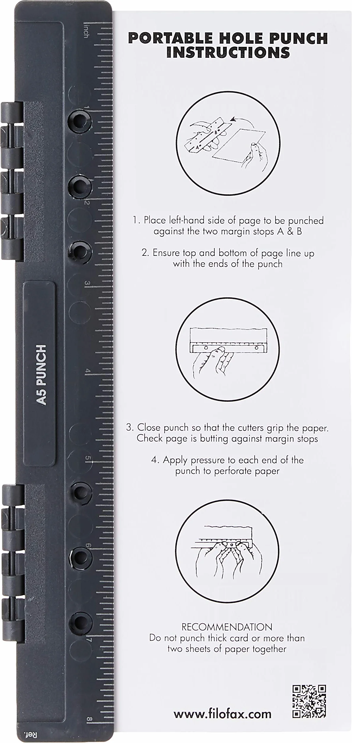 Filofax Przenośny Dziurkacz A5 Czarny