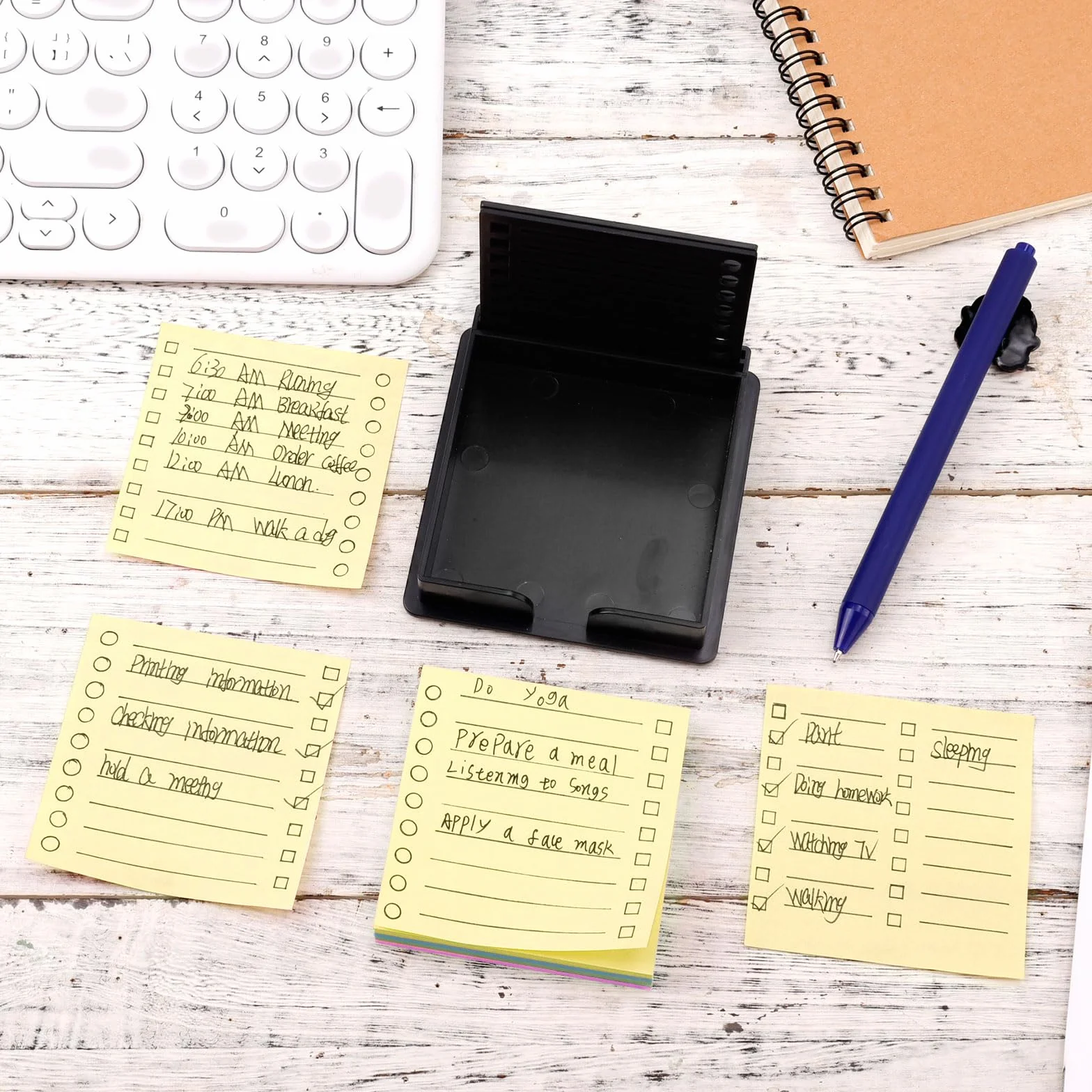 Szablon Karteczek Samoprzylepnych z Karteczka Samoprzylepna, do Notatnika Samoprzylepnego 7,6x7,6cm Organizator Samoprzylepnych Karteczek Dozownik na Biuro Dom Przybory Szkolne (Czarny)