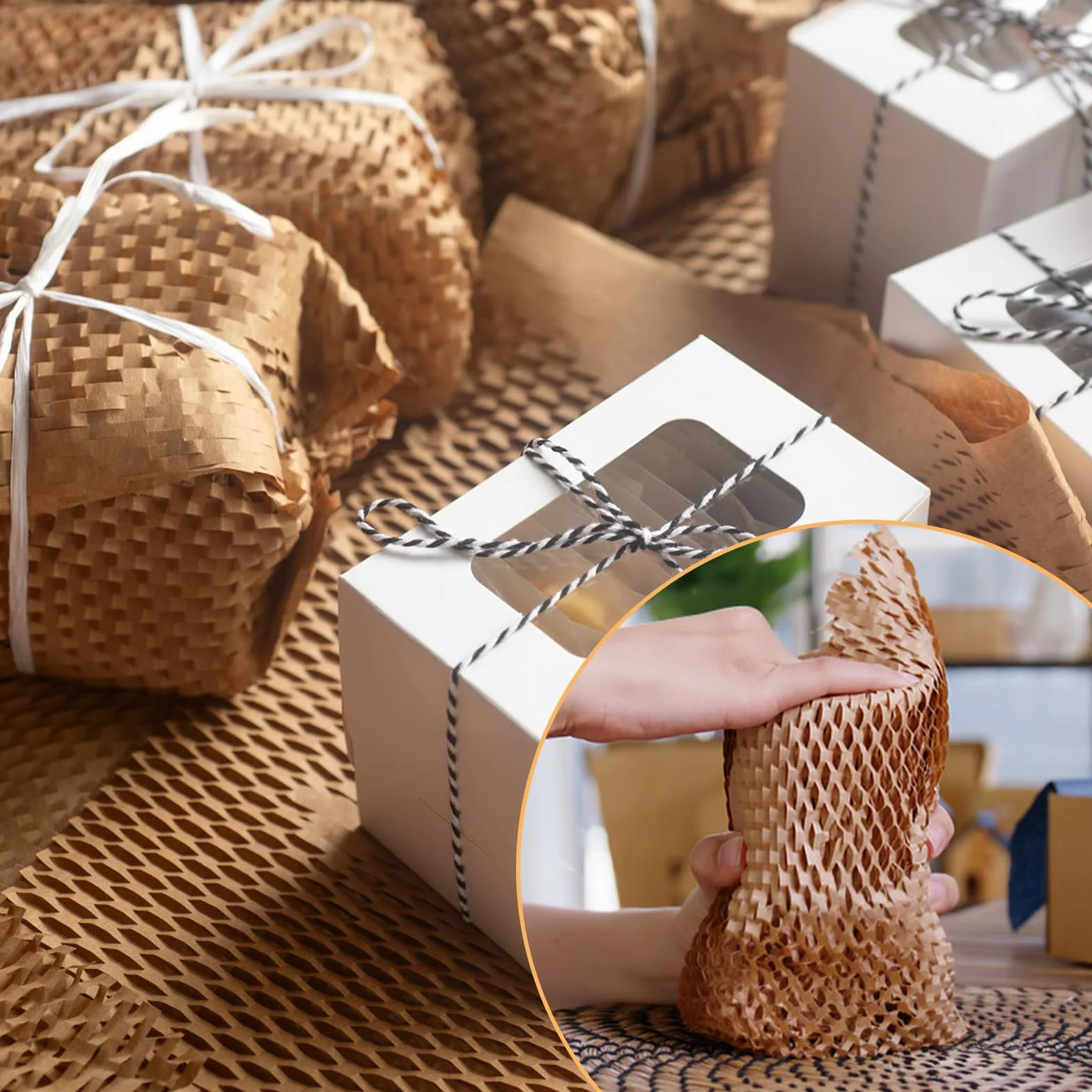 Rolka papieru plastra miodu 30 cm x 30 m - Ekologiczna alternatywa dla folii bąbelkowej