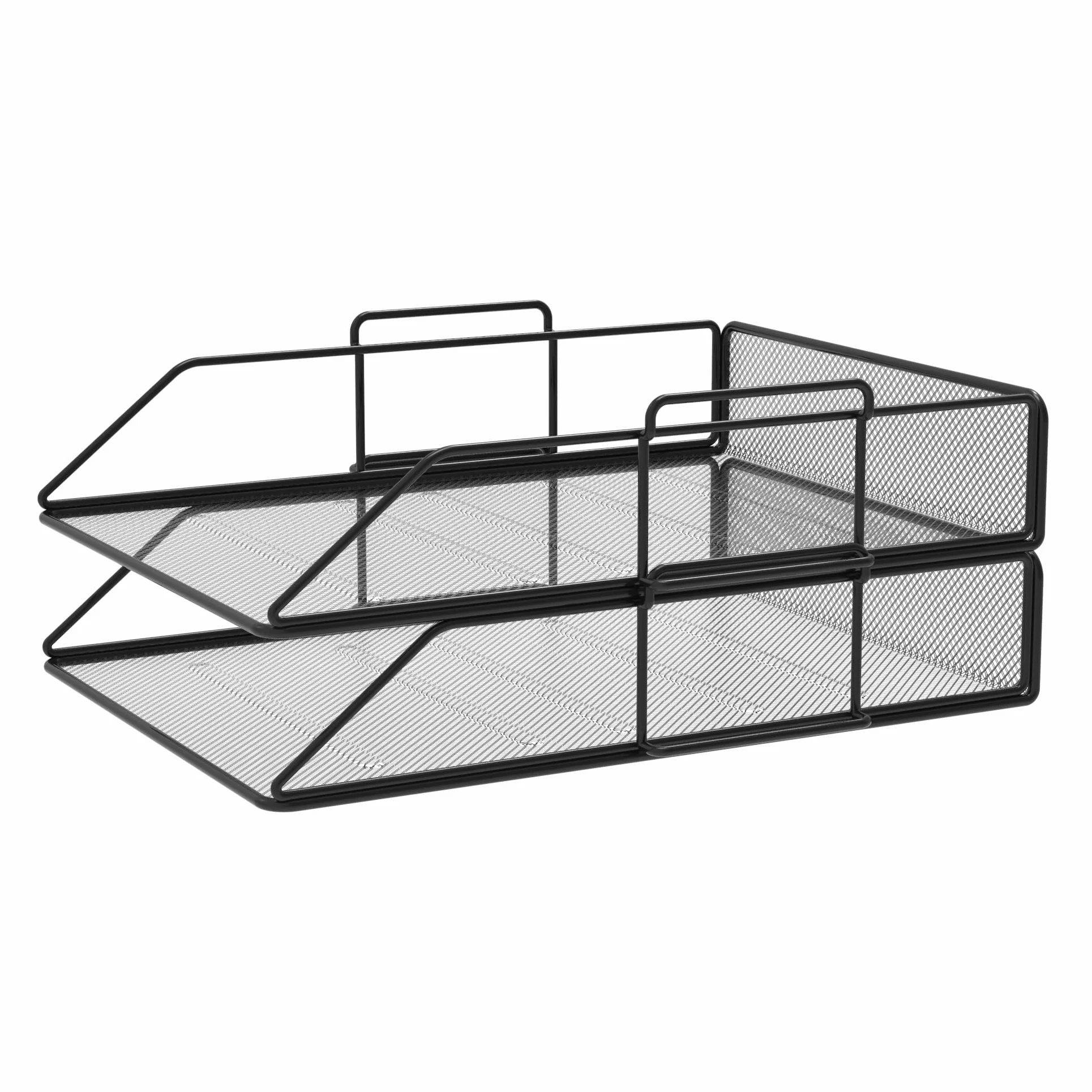 Detectalia Zestaw 2 tacek na dokumenty w formacie A4, czarne, organizer na biurko, szuflady biurowe, akcesoria biurowe, uchwyt na czasopisma, sorter dokumentów
