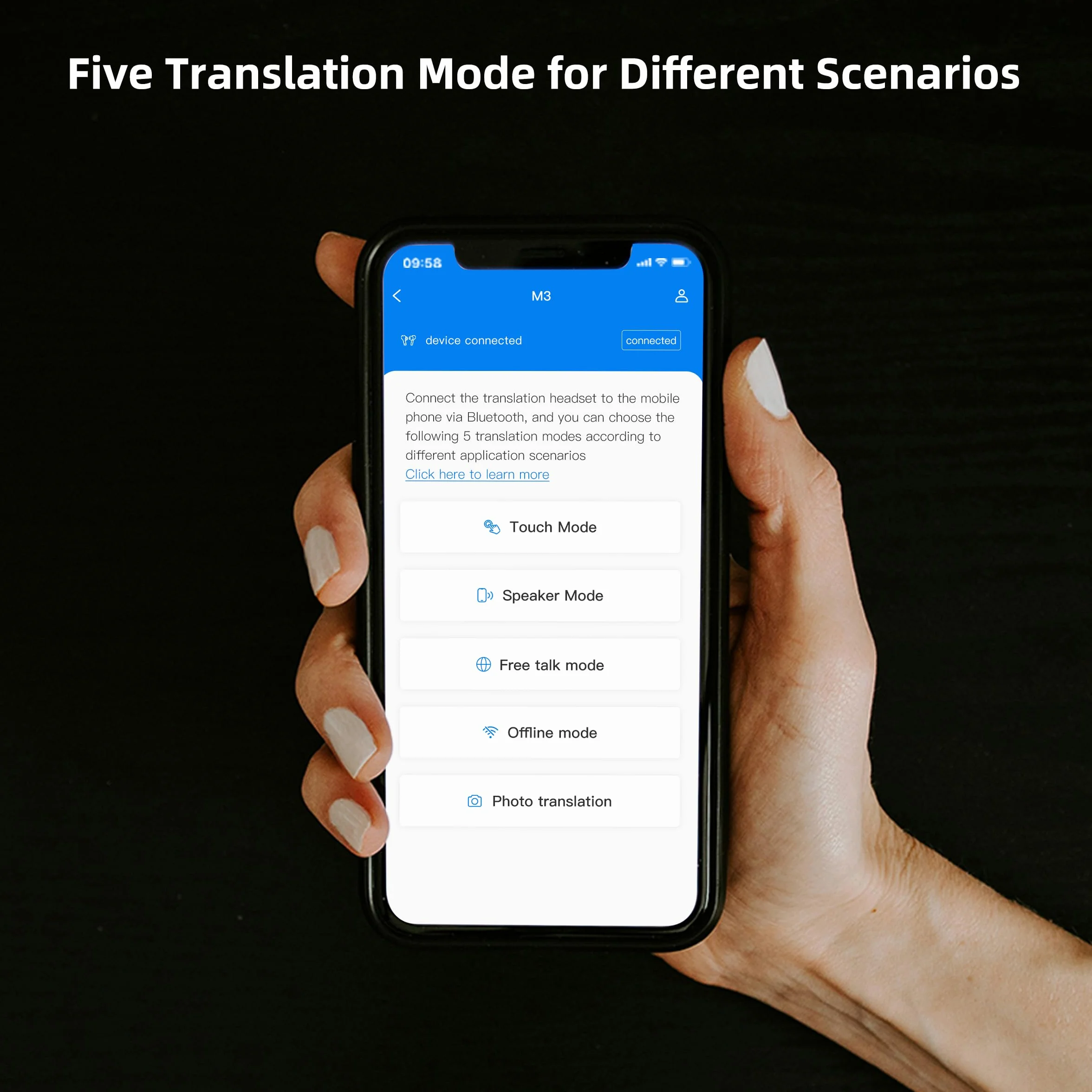 ANFIER Tłumacz M3 słuchawki douszne tłumacz języka 144 języki bezprzewodowe iOS Android