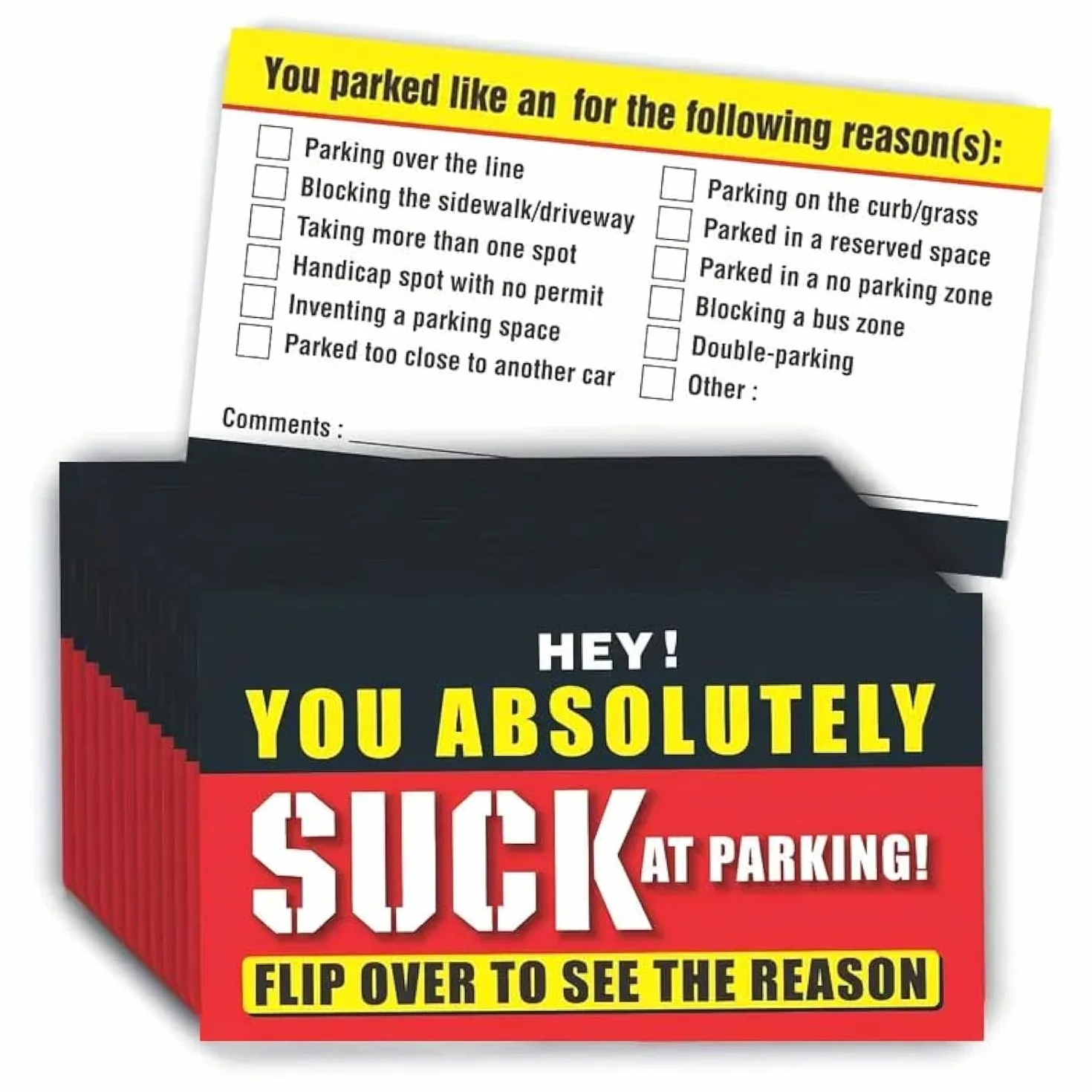 Bad Parking Cards 100 szt. śmieszne bilety na naruszenie parkowania 8 x 5 cm