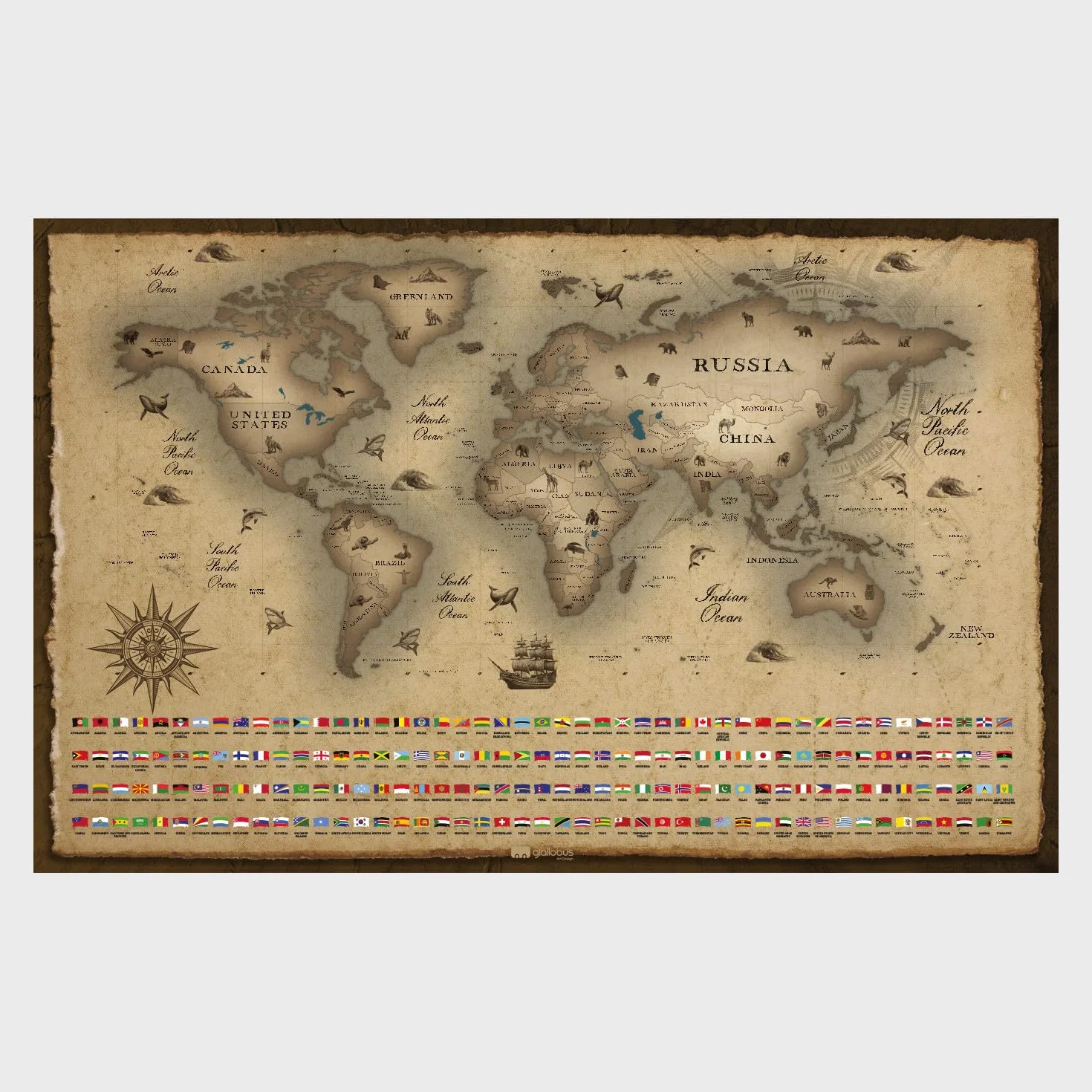 Giallobus Mapa świata do zdrapywania 68L x 43,5 cm srebrna