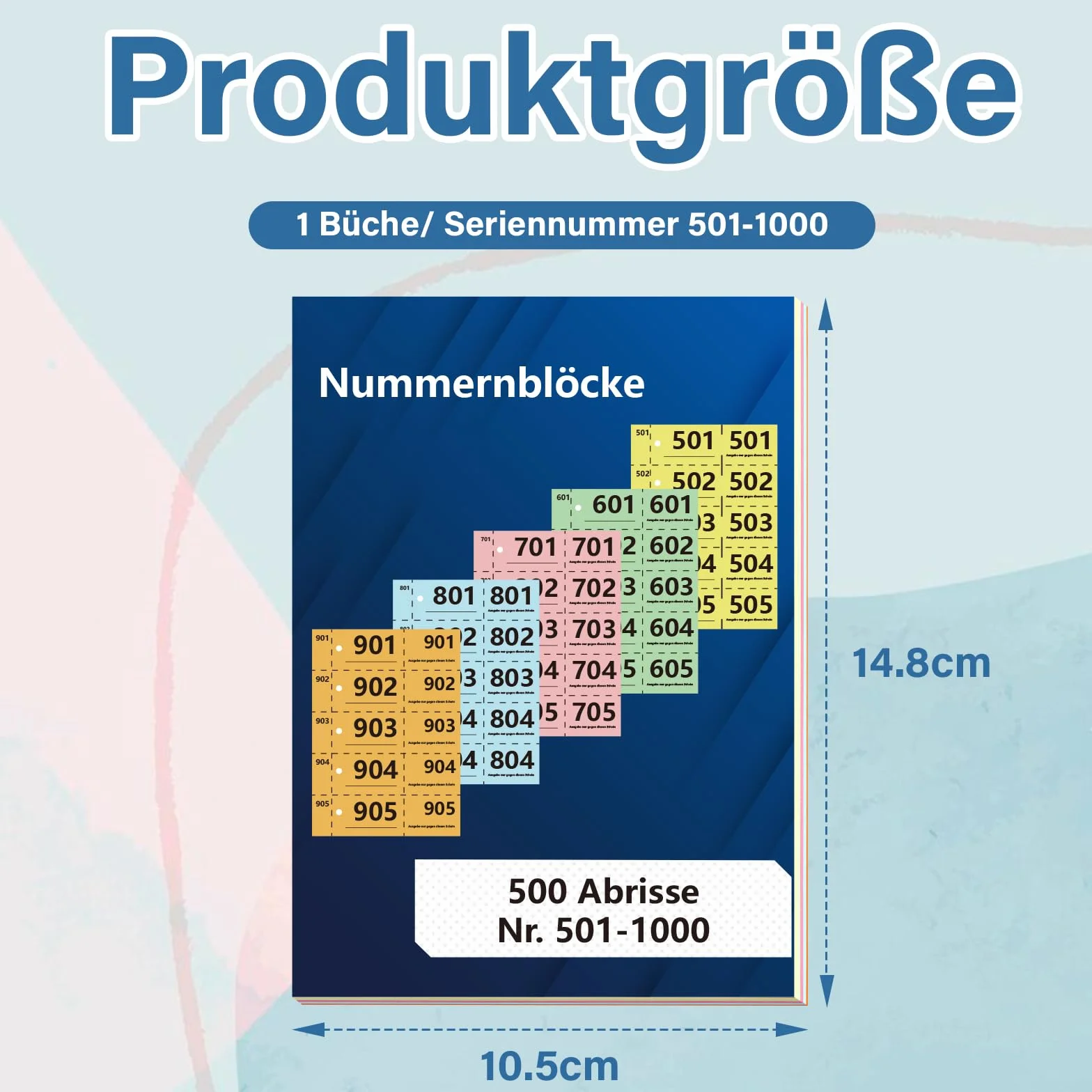 Blok z podwójnymi numerami 501-1000 cyfr 14,8 x 10,5 cm blok numeryczny A6 znaczki garderoby podwójne numery z otworami bloki numeryczne Tombola Loteria numerowane podwójne numery czerwony