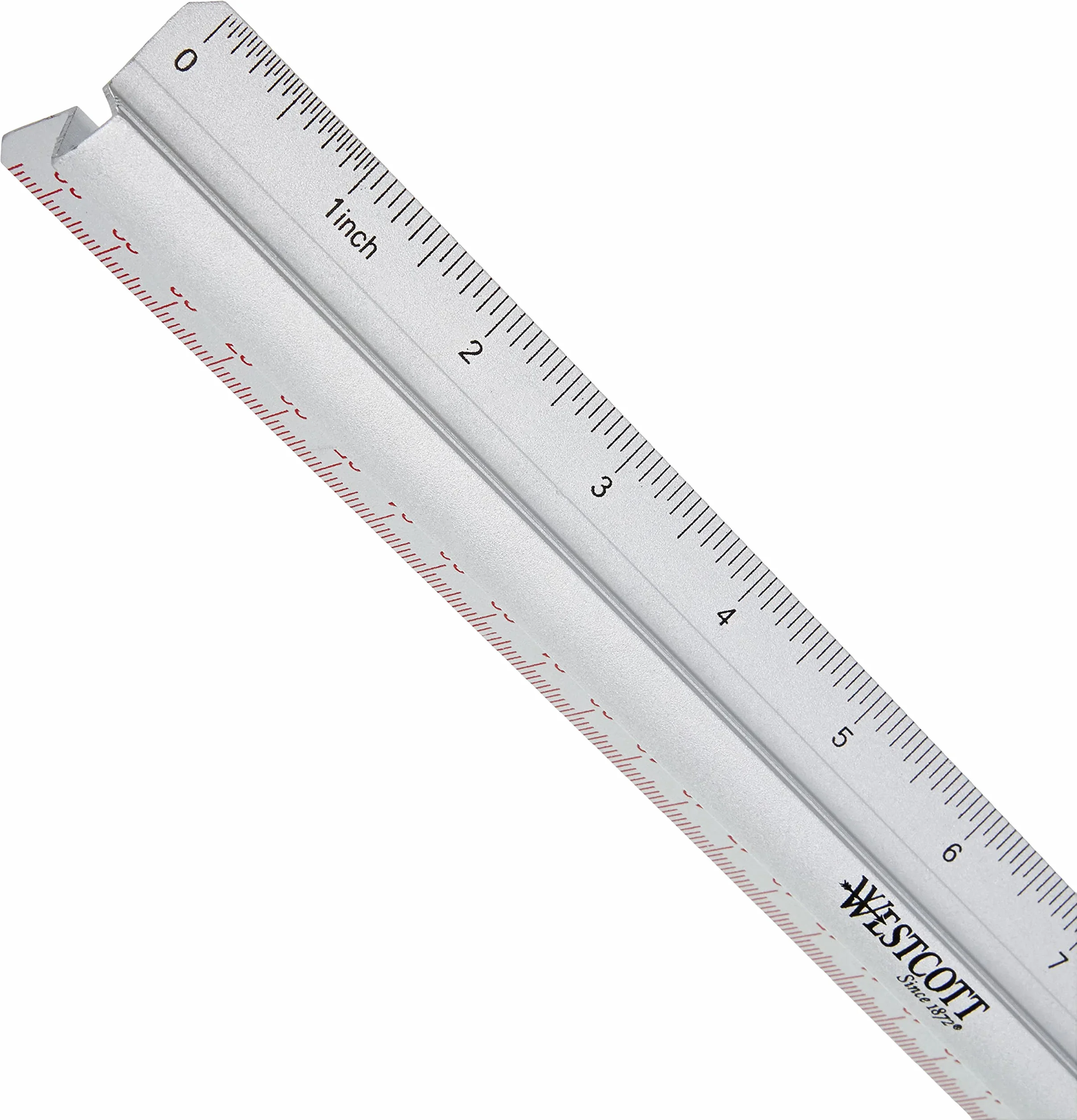 Westcott aluminiowa linijka 12" 300 mm podniesiony uchwyt skala metryczna imperialna srebrna