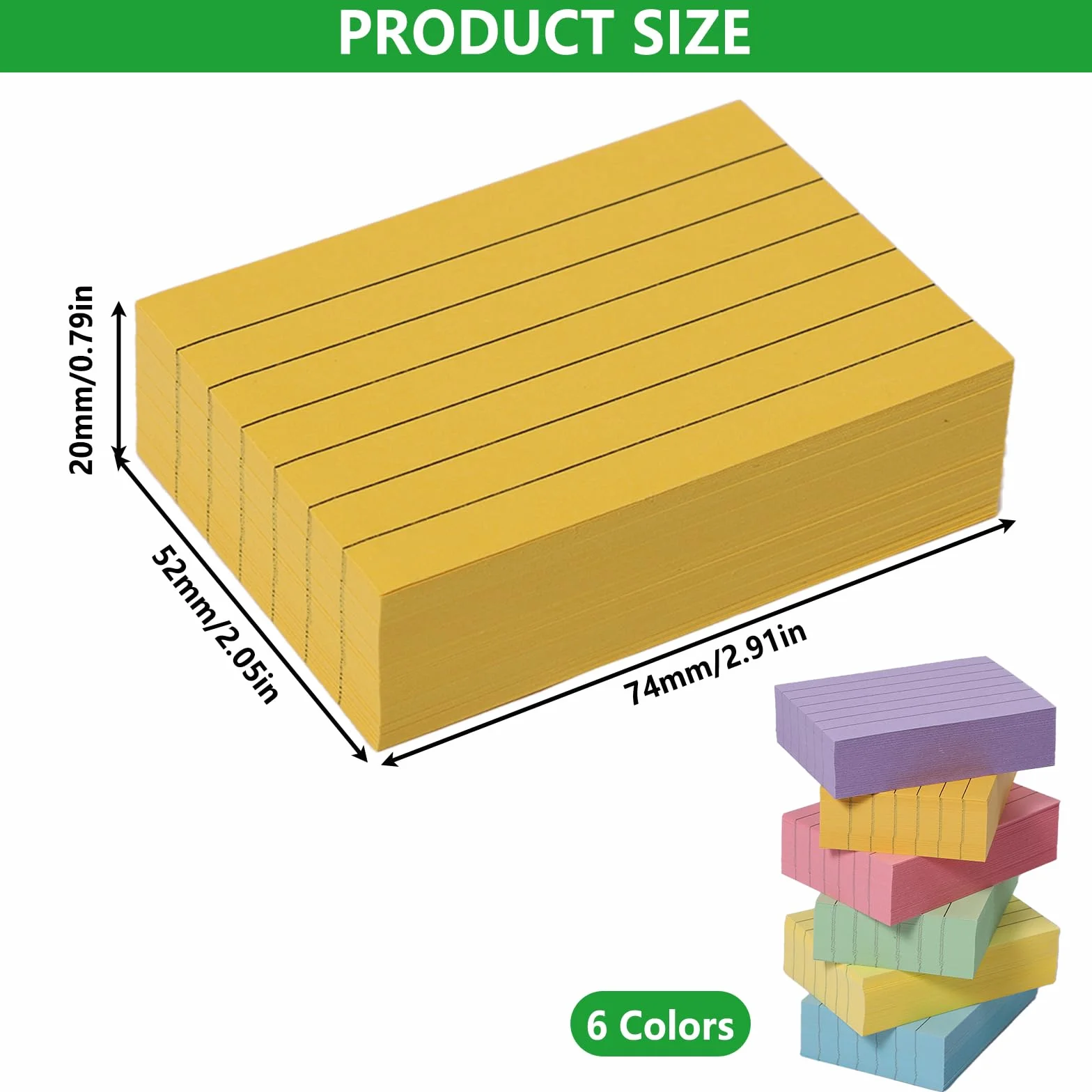1200 Fiszek A8 w Linie, Kolorowe Karty Nauki 5,2 x 7,4 cm, 150 g/m² Papier, Karty Indeksowe do Słownictwa, Formuł i Notatek, Idealne do Biura, Szkoły, Prezentacji i Wykładów