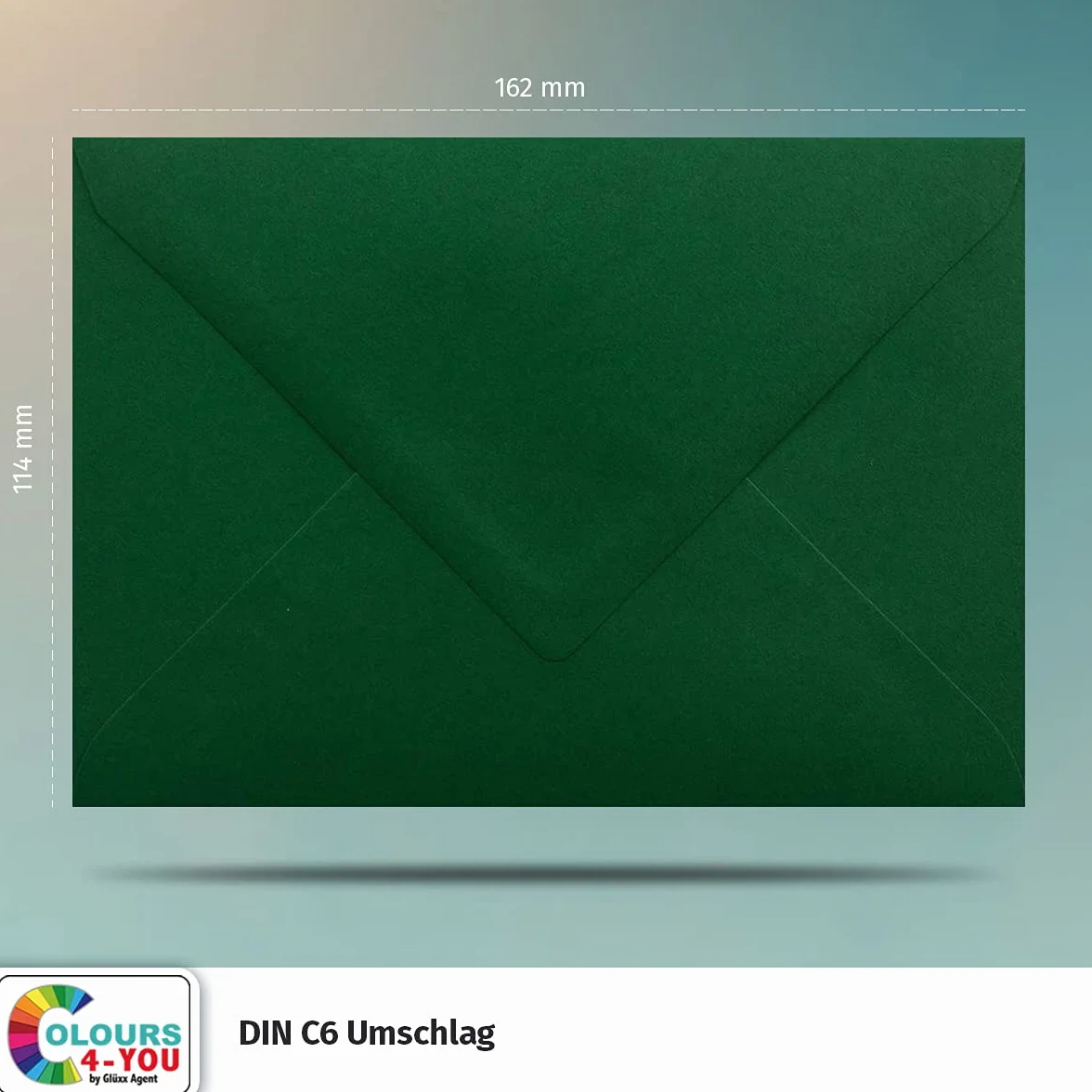 Colours-4-you 50 kopert DIN C6 ciemnozielone, zielone, 11,4 x 16,2 cm, koperty z klejeniem na mokro 80 g/m², spiczasta klapa – koperty bez okienka