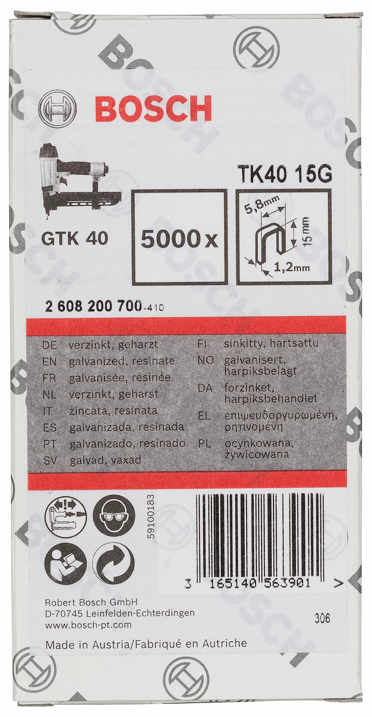 Bosch Profesional Zszywka TK40 15G 1,2 mm 15 mm cynkowane