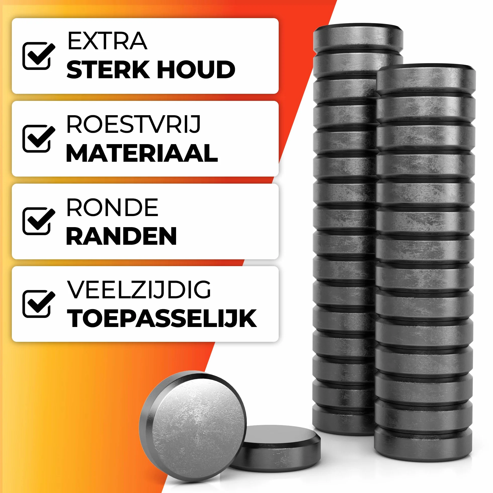JAWA Magnesy tablicowe czarne - Duże magnesy 18x5mm do tablic magnetycznych - Silne magnesy ze stali nierdzewnej - Zaokrąglone magnesy na lodówkę