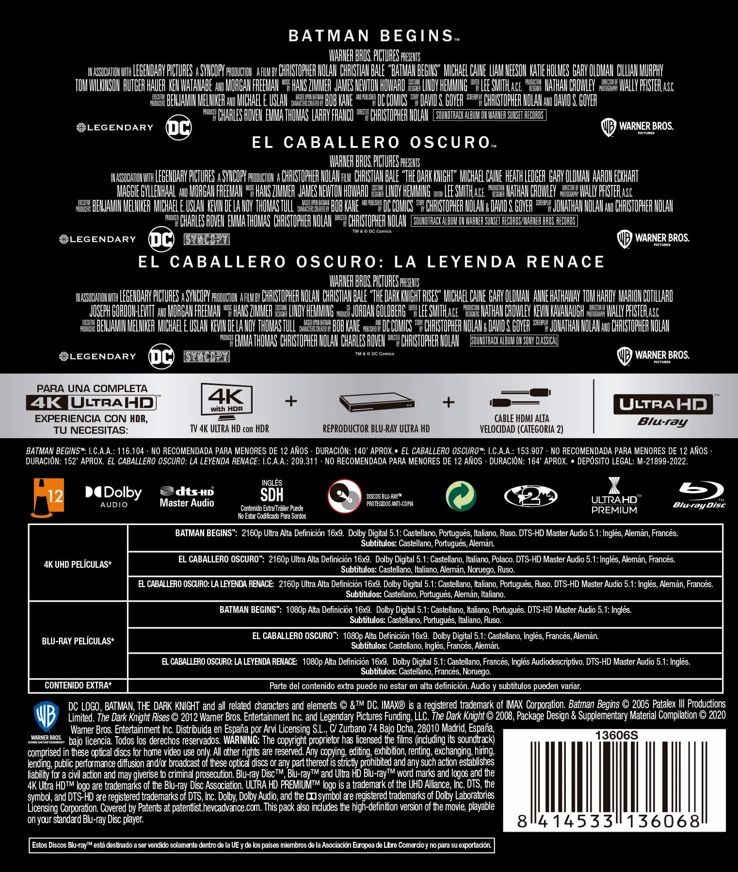 Christopher Nolan trylogia Batman UHD Blu-ray komiks