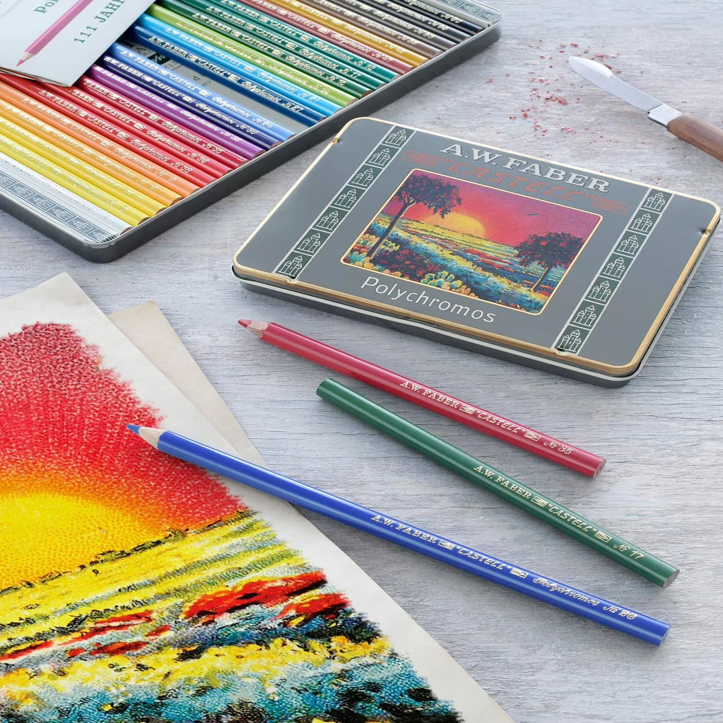 Faber Castell Limitowana edycja 111. rocznica puszka 12 ołówków artystycznych Polychromos