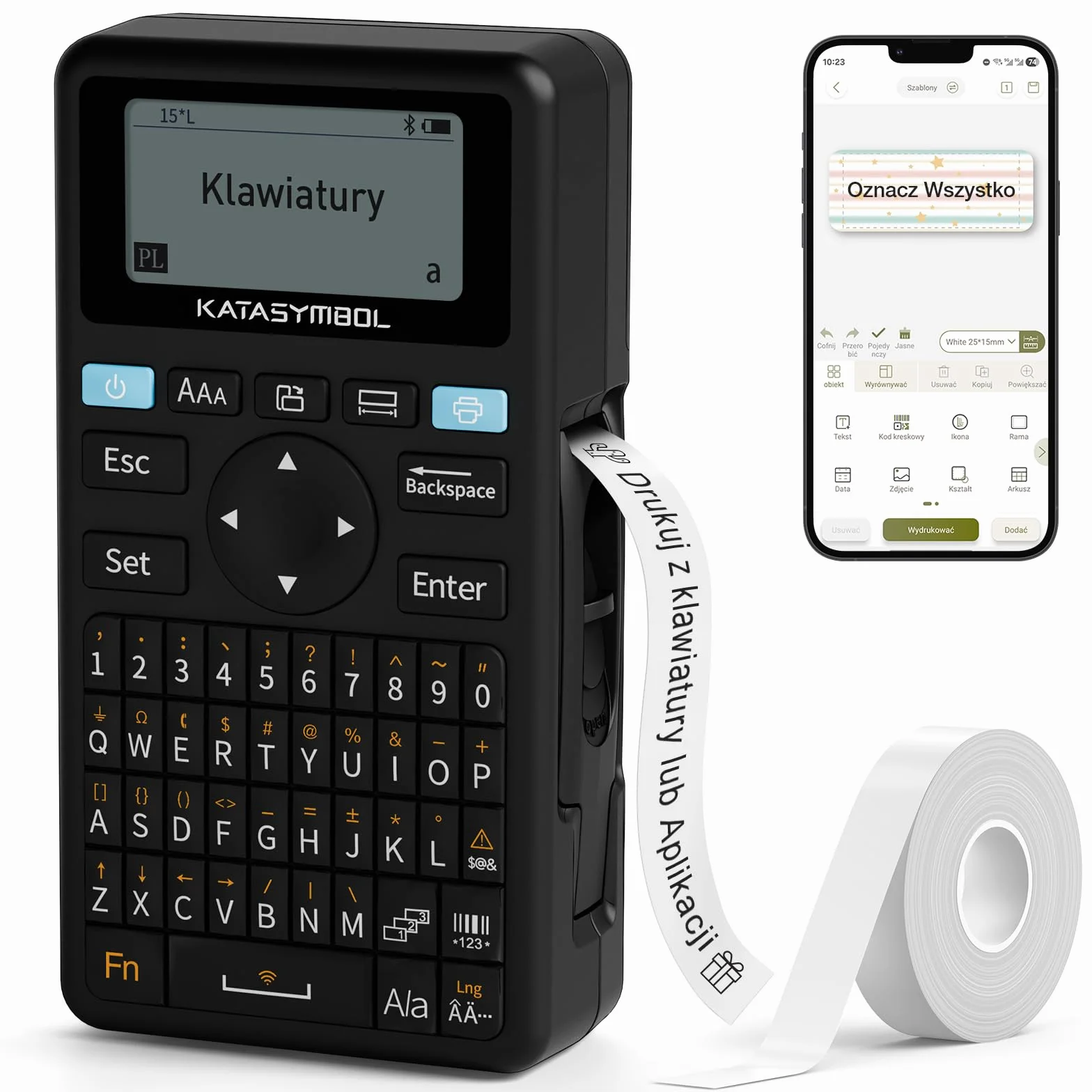 SUPVAN E11 Drukarka Etykiet Bluetooth Przenośna Akumulatorowa Kompatybilna z Aplikacją