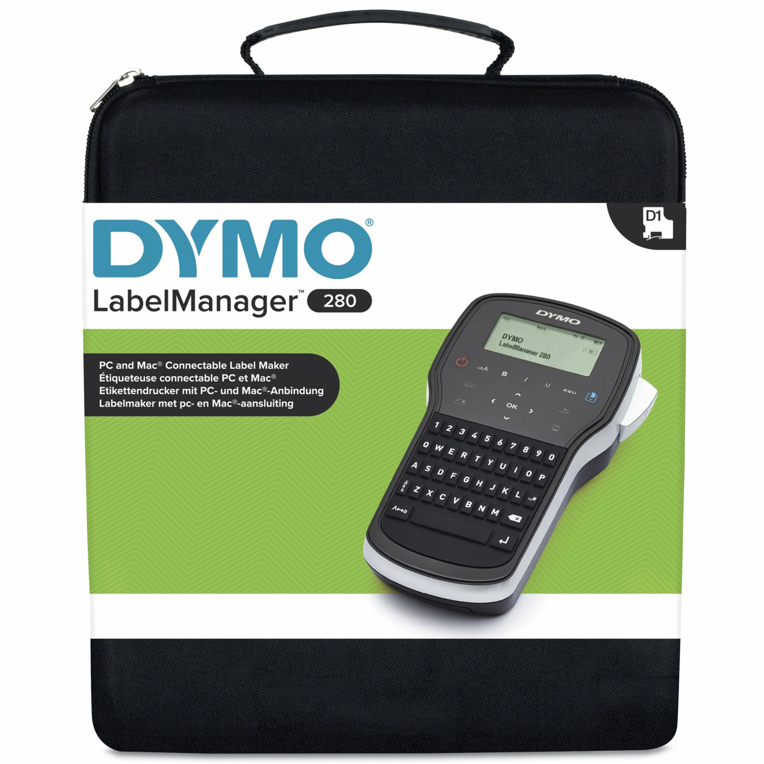 DYMO LabelManager 280 Zestaw ręcznej drukarki etykiet QWERTY 2 rolki D1 walizka