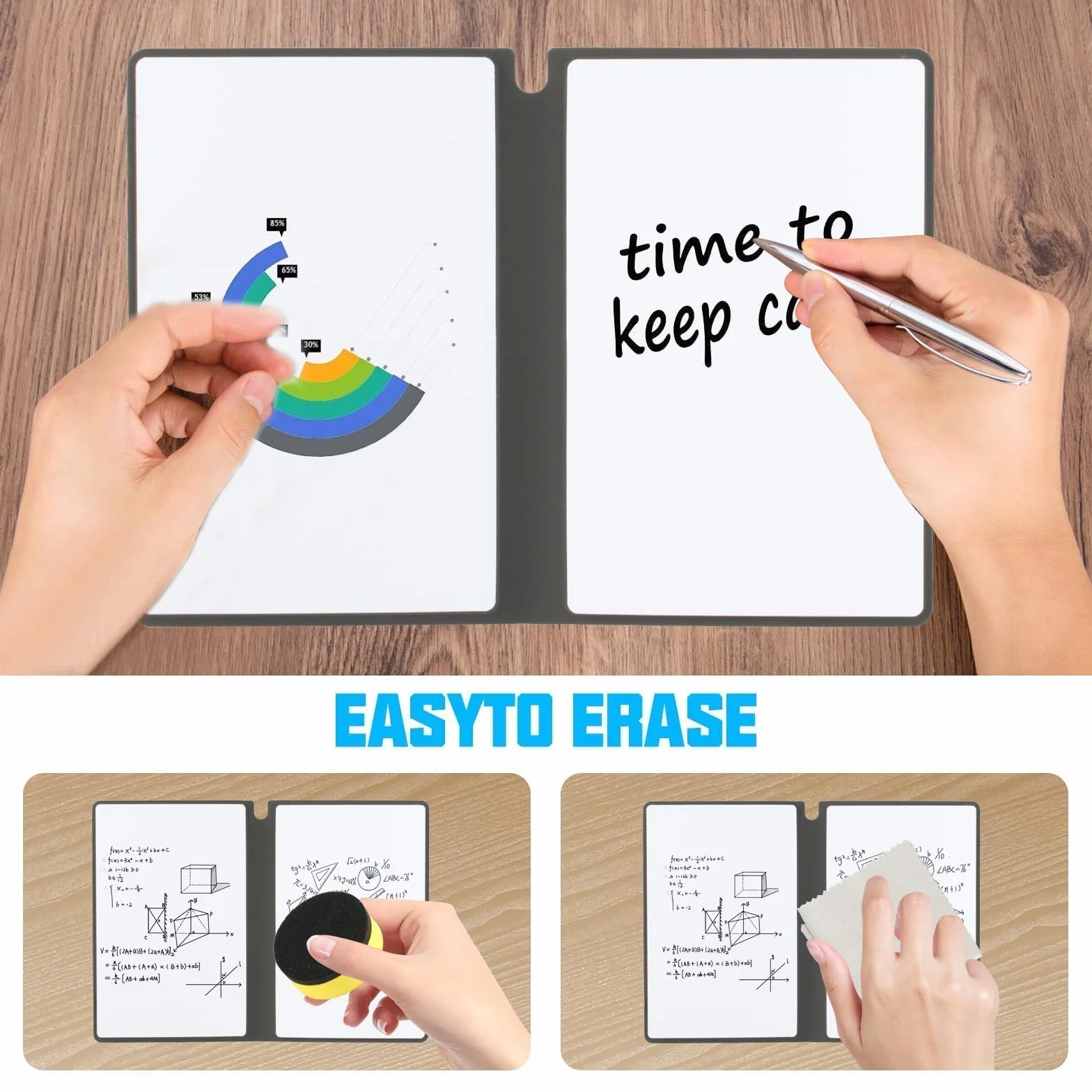 Mini Whiteboard A5, A5 Whiteboard Notatnik Notatnik, Małe Przenośne Zmywalne Tablica Biała dla Biura Szkoły Domu Biurko Listy, z Piskami i Gumką do Lamania
