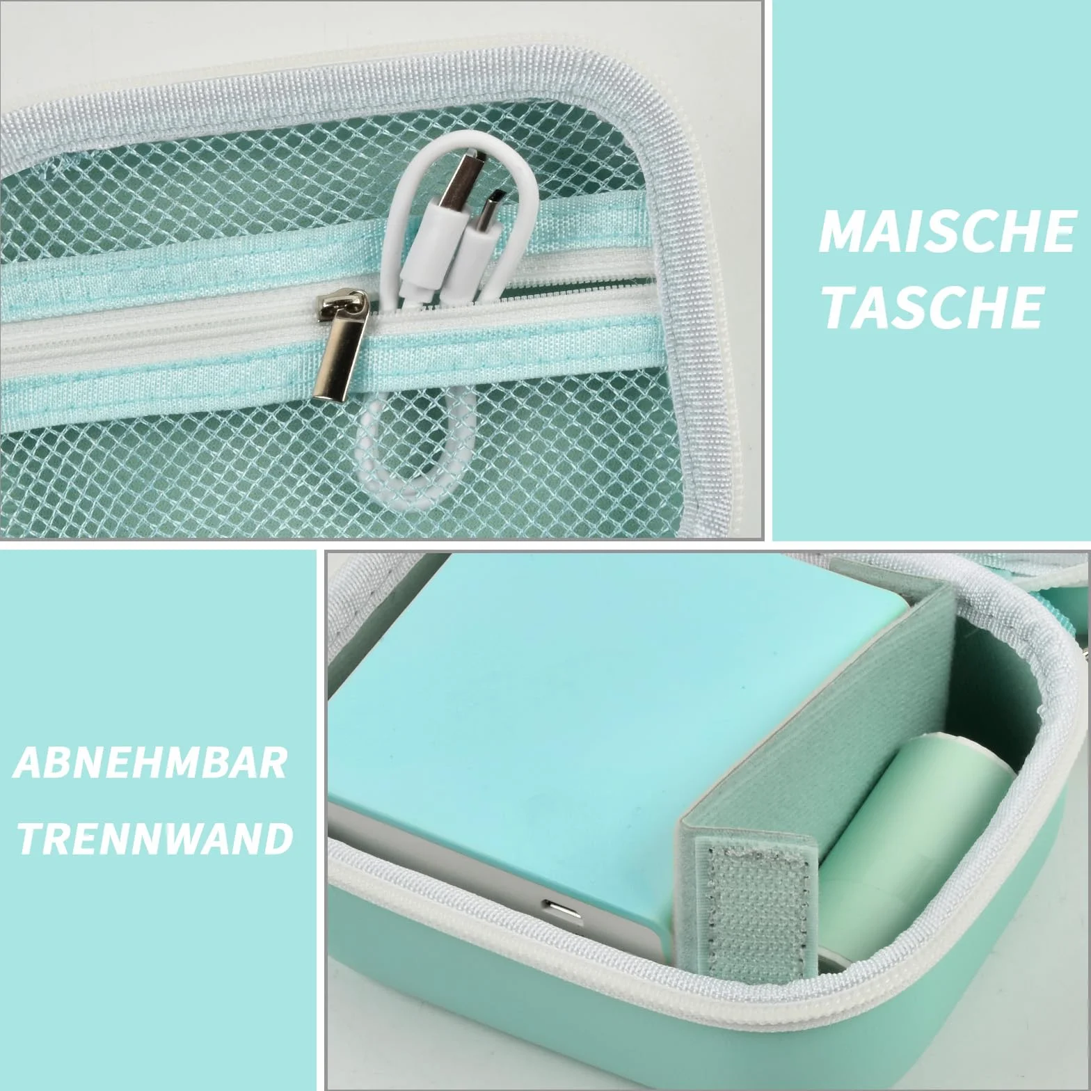 Etui do Memoking T02/ do Phomemo M02/ T02/ M02S/ M02 Pro/ Q30S/ M02X drukarka etykiet. Mini uchwyt na drukarkę naklejki, papier termiczny, kabel USB (tylko pudełko) zielony