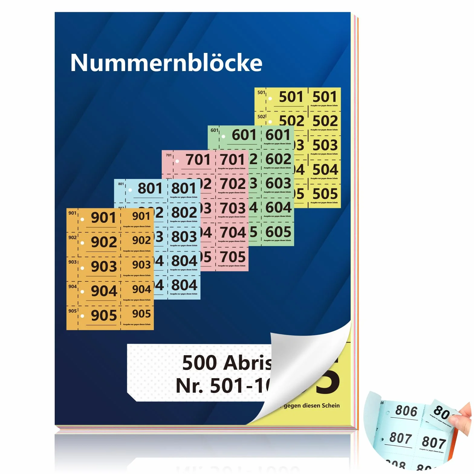 Blok z podwójnymi numerami 501-1000 cyfr 14,8 x 10,5 cm blok numeryczny A6 znaczki garderoby podwójne numery z otworami bloki numeryczne Tombola Loteria numerowane podwójne numery czerwony