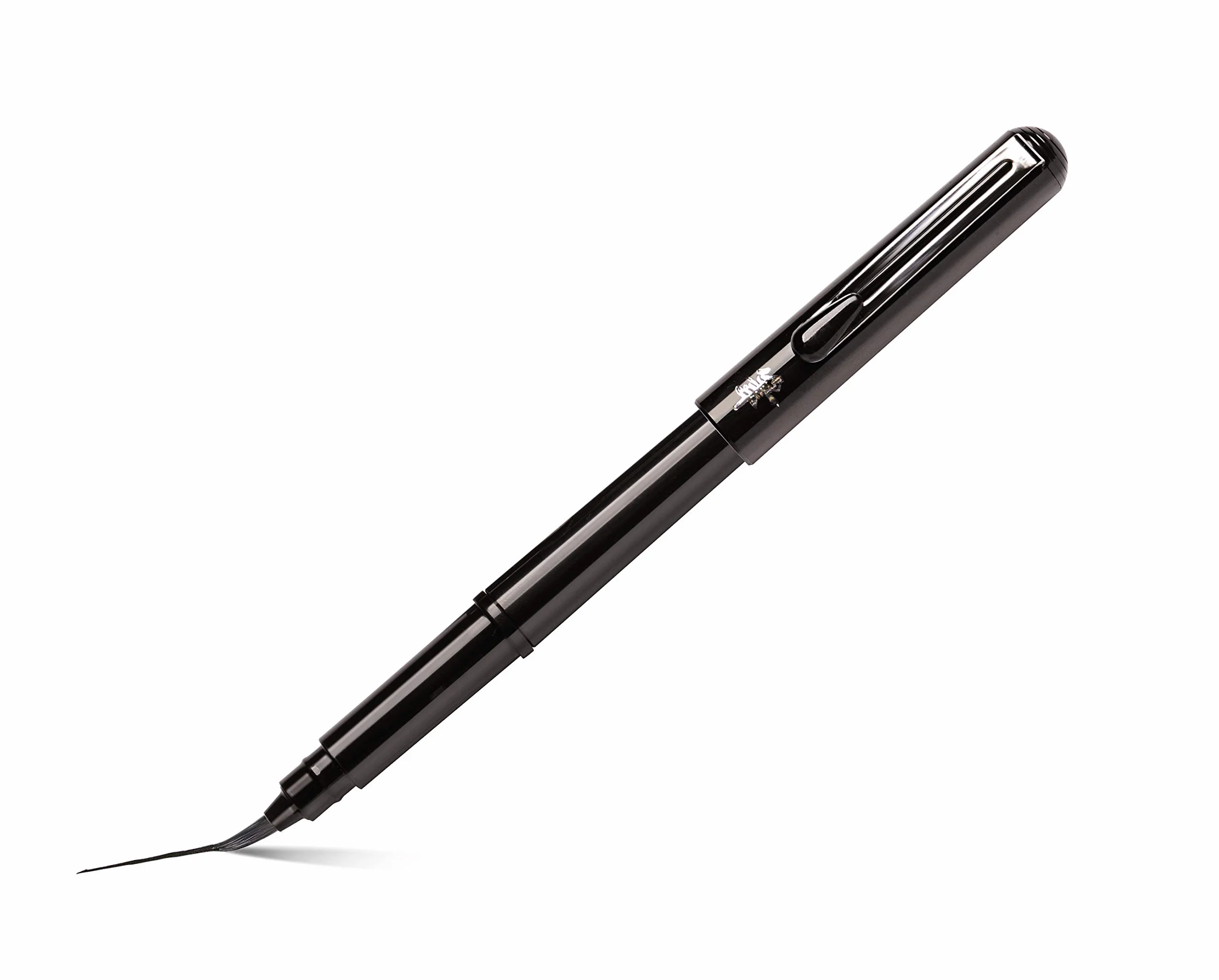 Pentel Kieszonkowy pędzelek pędzelkowy pędzel pigment do wielokrotnego napełniania czarny atrament 1 pinceau + 2 wkłady czarny