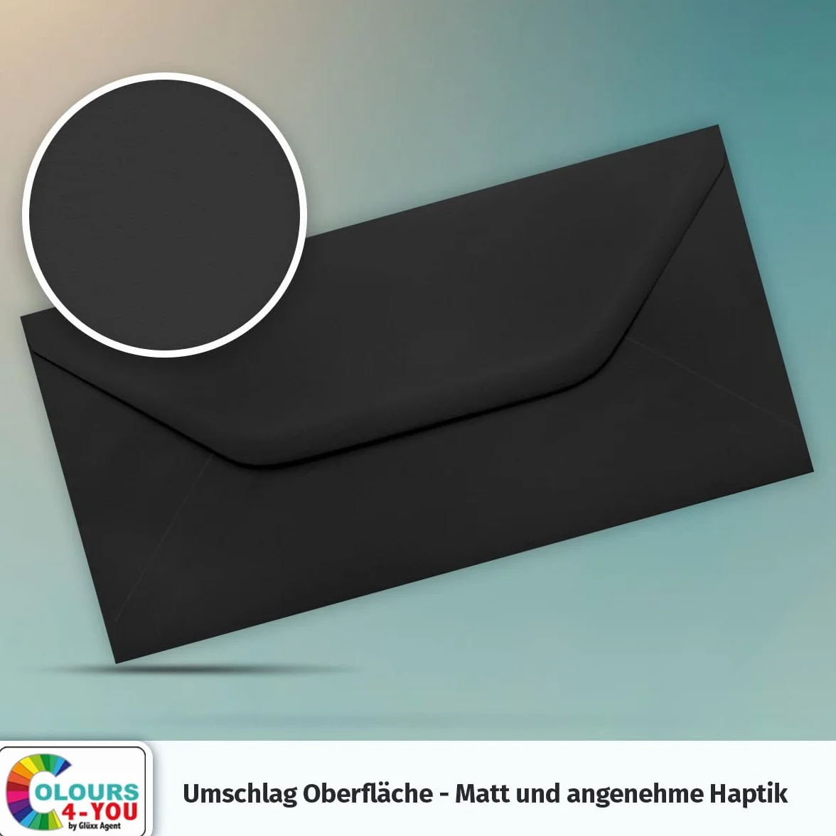 Colours-4-you 50 kopert DIN długie, czarne, 11,0 x 22,0 cm, koperty o gramaturze 80 g/m², klejenie na mokro z prostą klapką, koperty bez okienka