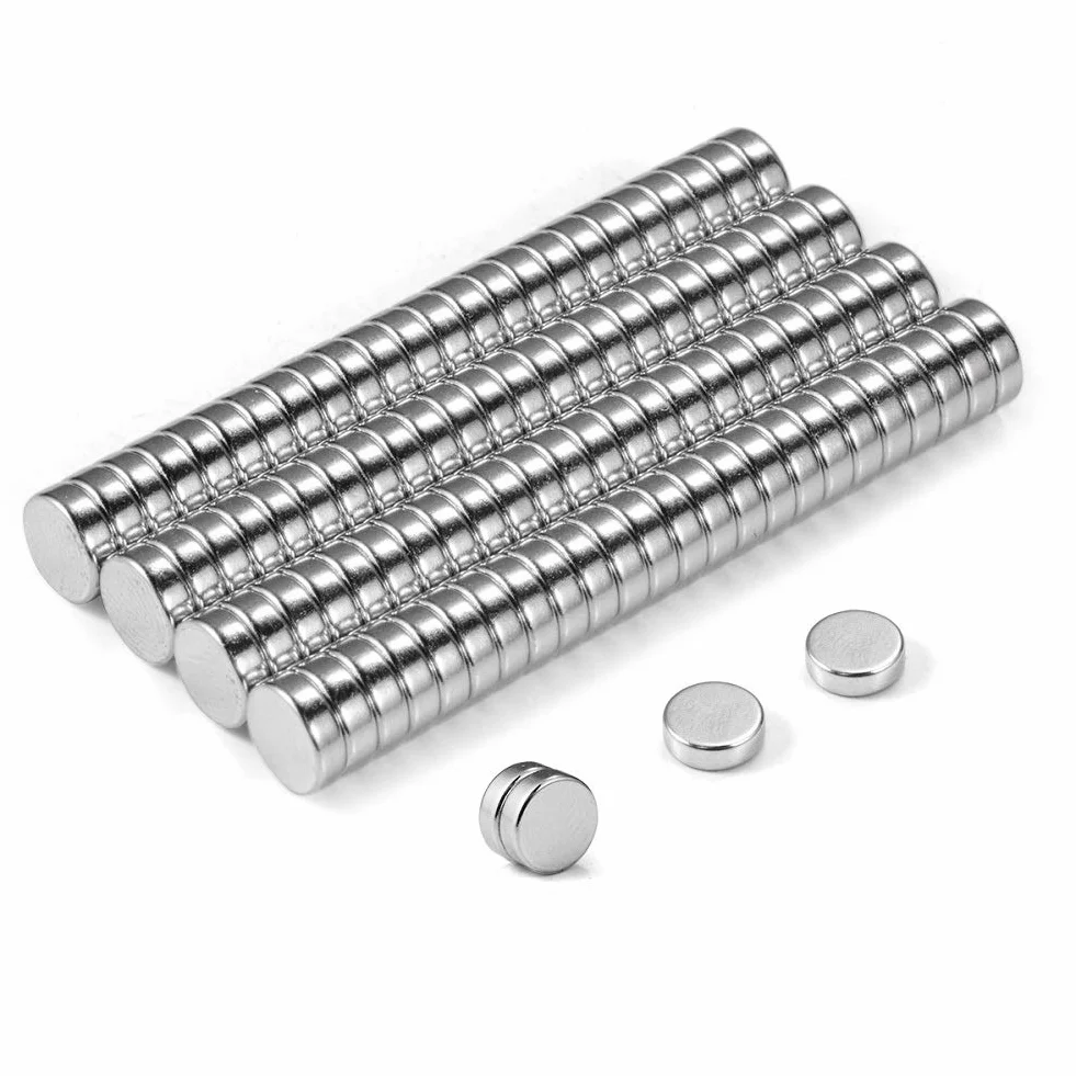 BTLIN Magnesy Neodymowe Mini, Małe Mocne Okrągłe Magnesy do Lodówki, Tablicy Magnetycznej, Biura, DIY 6x2 mm 100sztuk