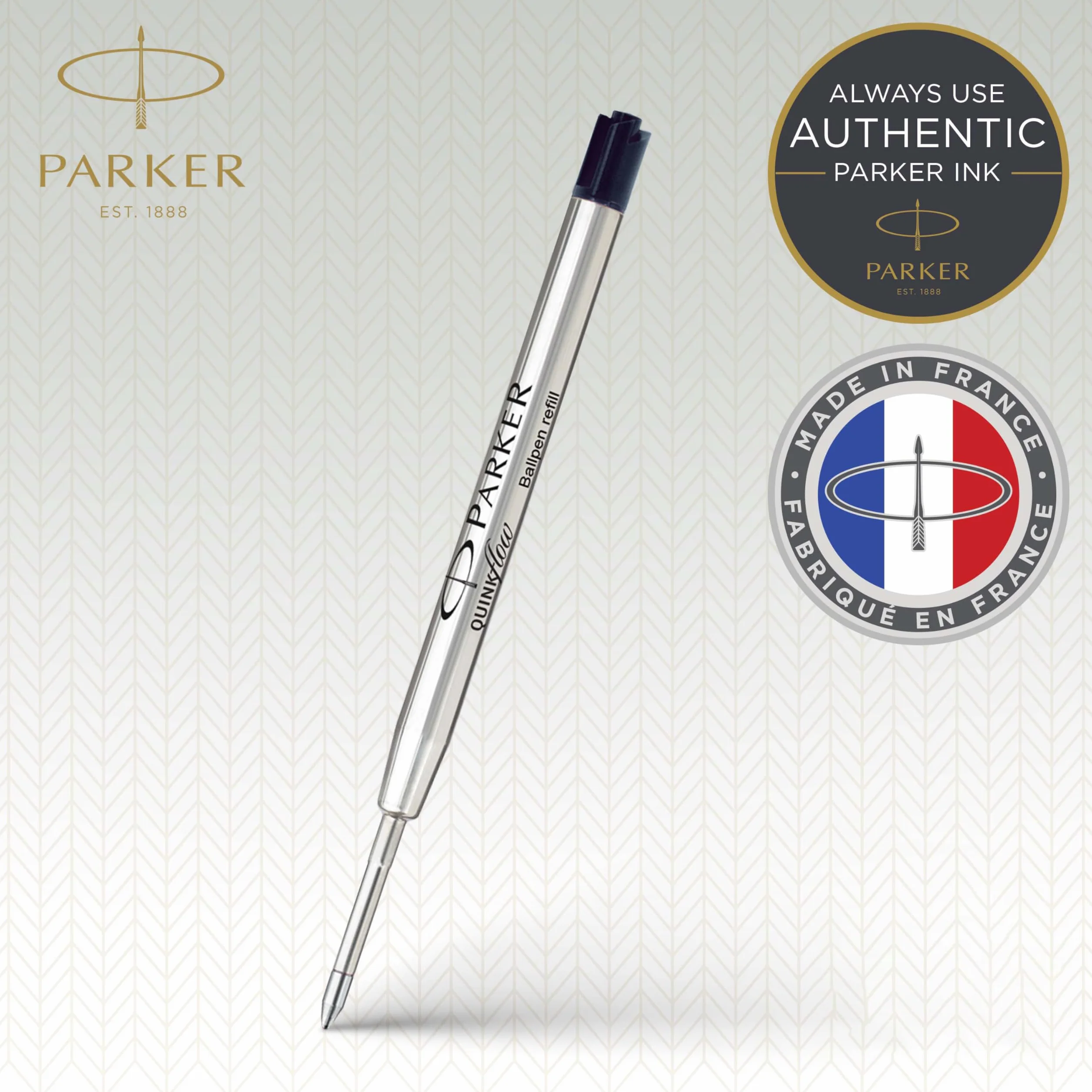 Parker Wkłady do długopisów | średni punkt | czarny atrament QuinkFlow | 10 sztuk (opakowanie może się różnić)