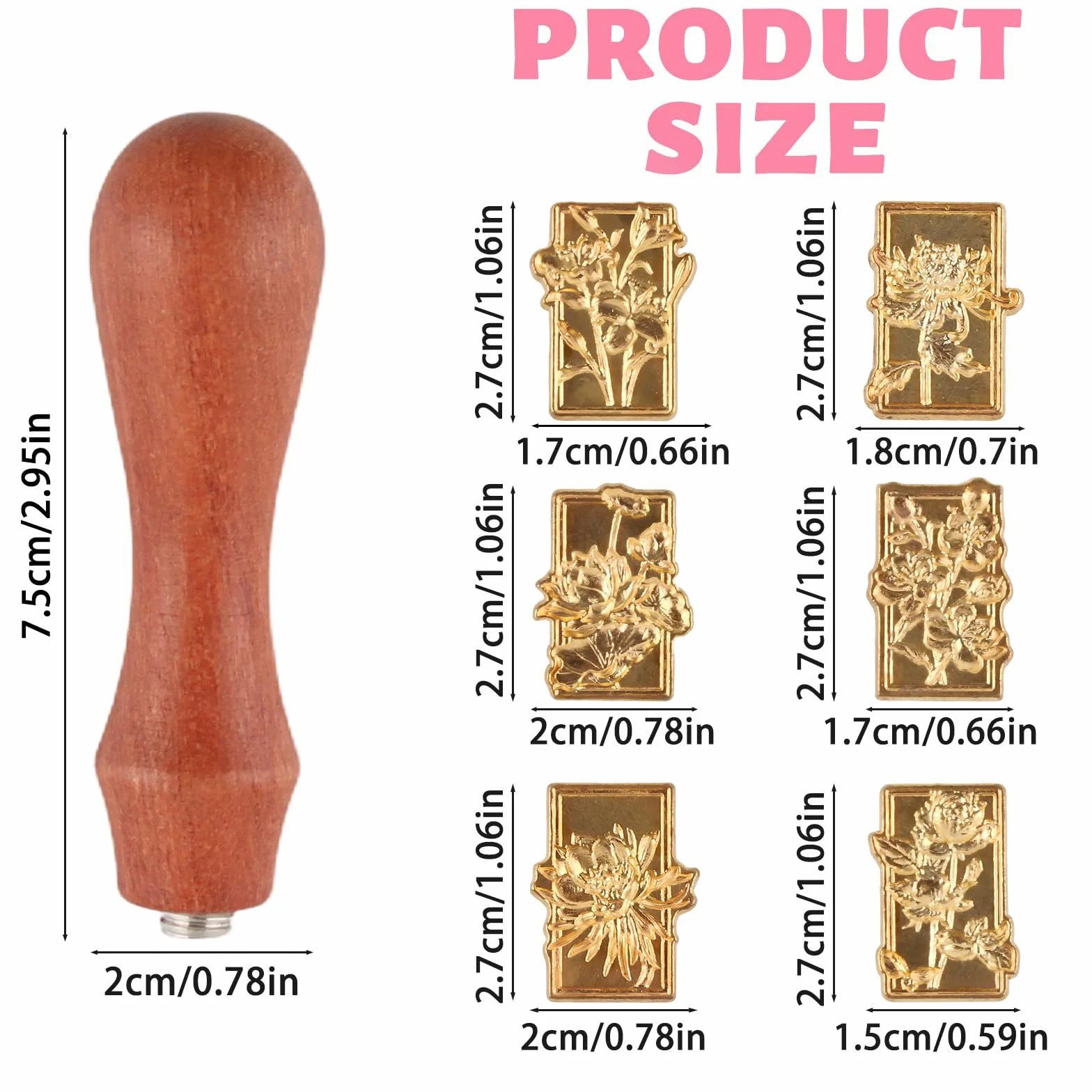 zestaw pieczęci woskowych, 6 sztuk, usuwalne stemple woskowe, motyw kwiatowy, personalizowane, do zaproszeń, kart, prezentów, stempli woskowych w stylu vintage (witalność)