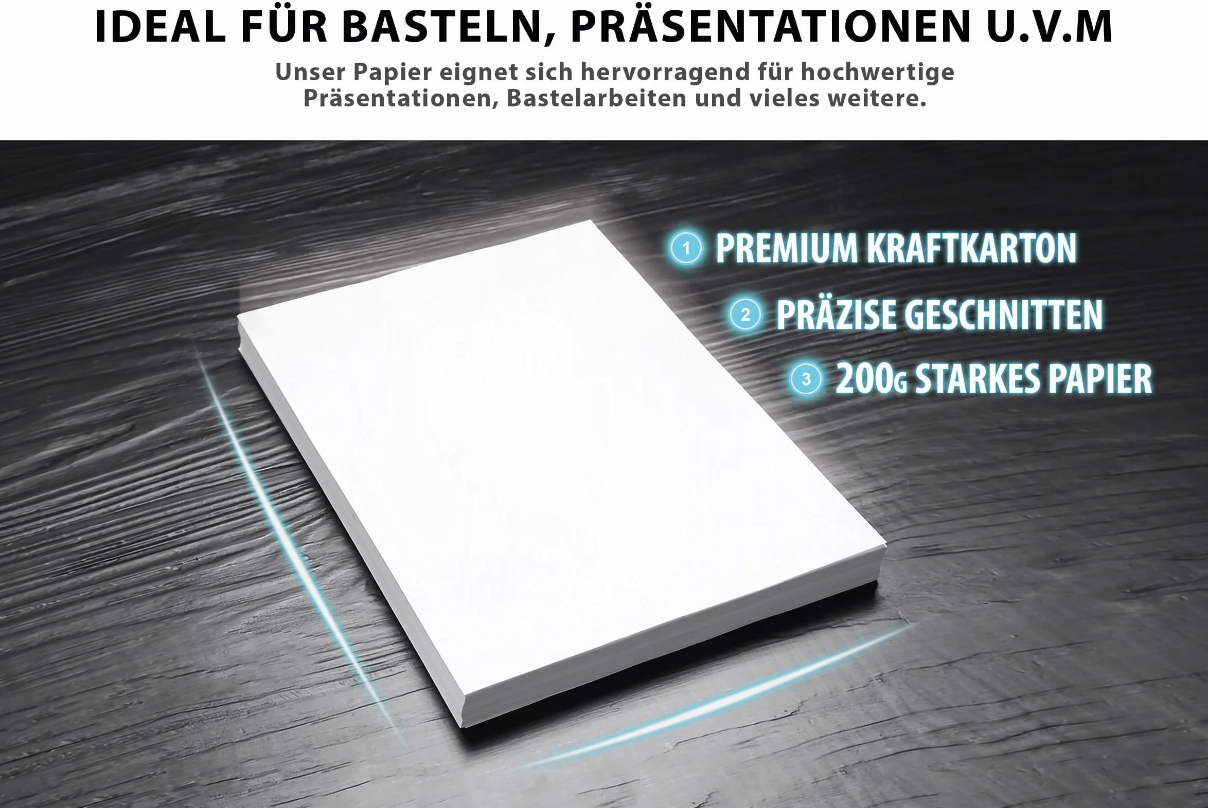 Papier fotograficzny A4 matowy 200 g – 100 arkuszy – papier premium biały – format DIN – papier do drukarek niezadrukowanych do kartek pocztowych, listów, kartonu, arkuszy prezentacyjnych,