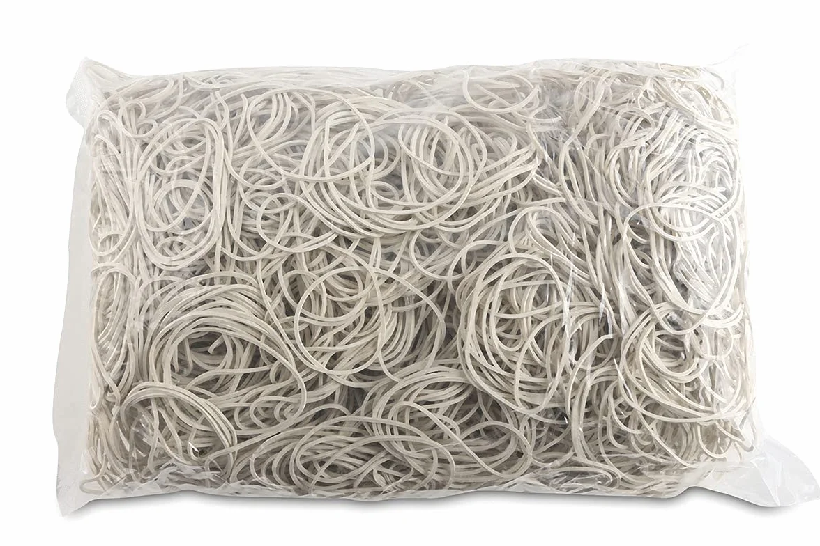Gumki Recepturki OFFICE PRODUCTS średnica 50mm 1,5x1,5mm 60% Kauczuku 1000g Zgrzewka Białe/Drobne Akcesoria Biurowe/Typ-Standard/Materiał-Kauczuk/Waga (g)-1000 / Kolor-Biały