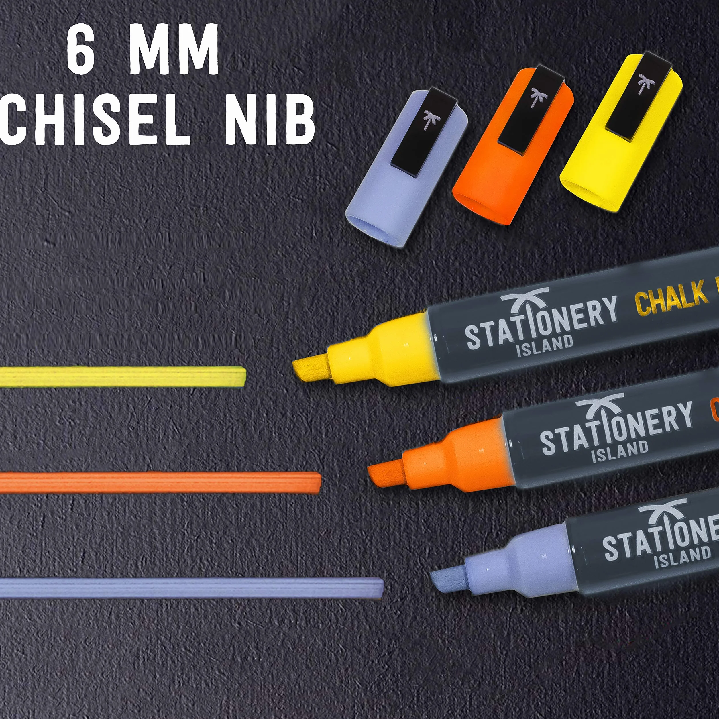 Stationery Island Długopis kredowy neonowe kolory 6 mm opakowanie 8 sztuk mokre wycieranie