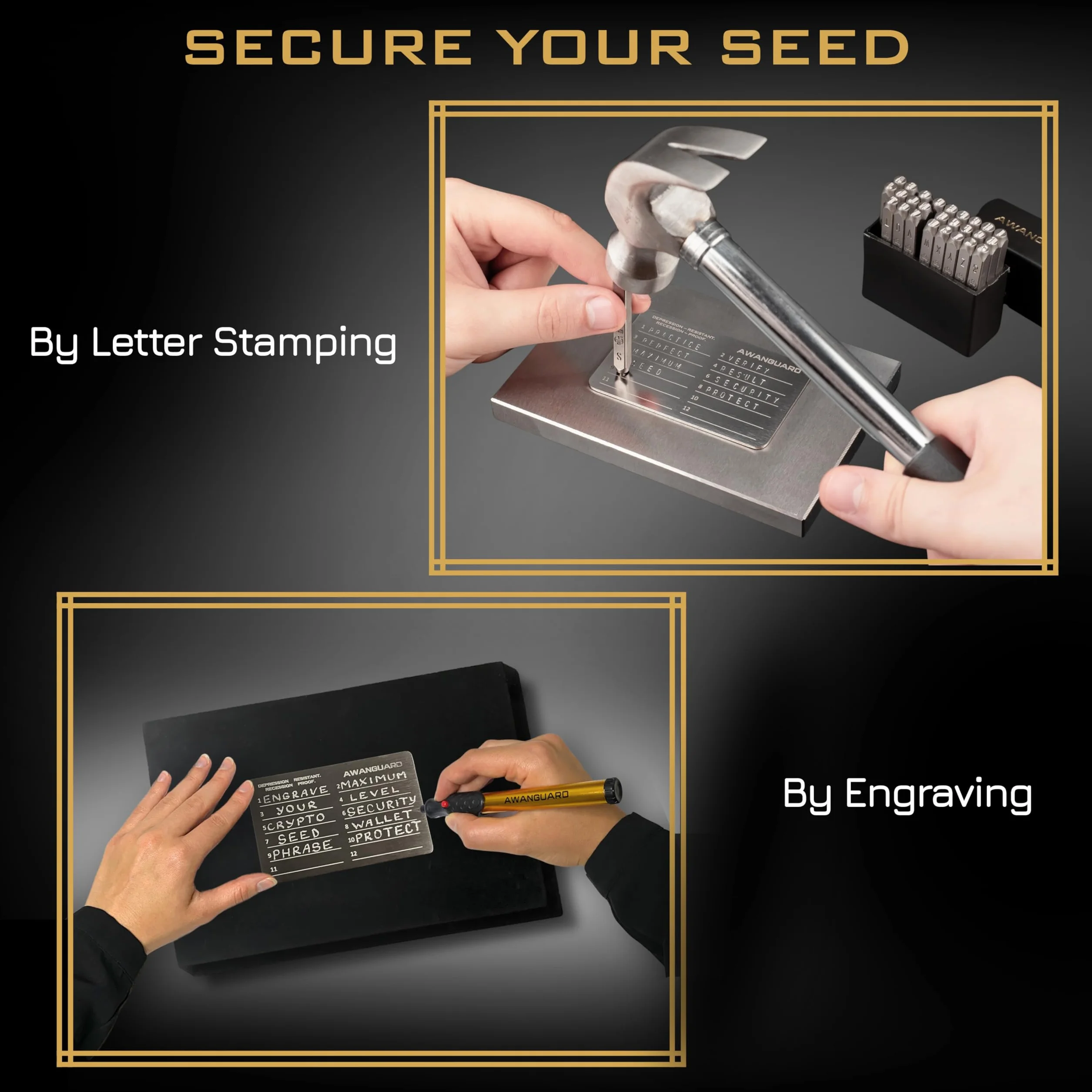 Stalowy Portfel Kryptowalutowy 3x24 Seed Phrase Metal Plates Kompatybilny z Ledger Trezor