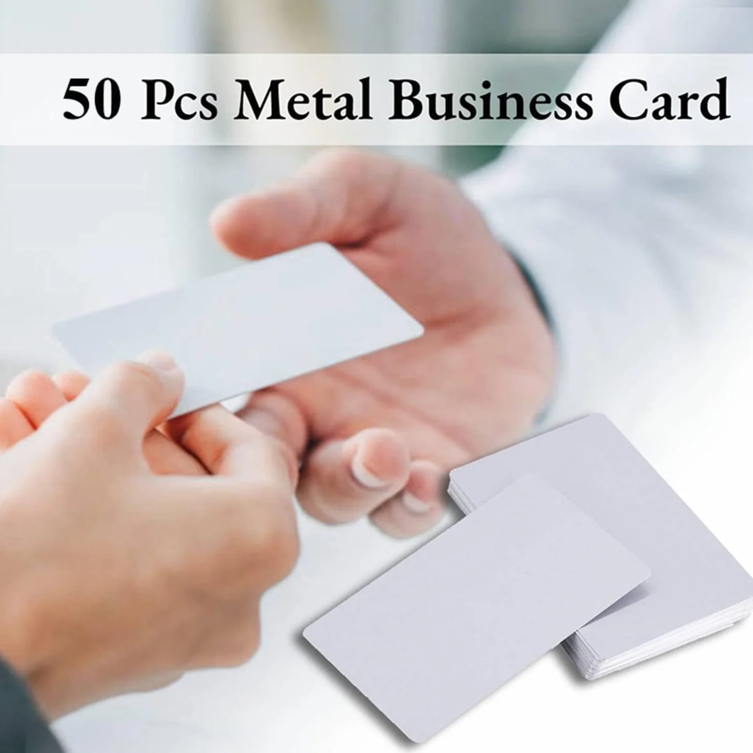 Fyearfly 50 sztuk metalowych wizytówek, puste wizytówki, półfabrykaty do sublimacji, grawerowane metalowe wizytówki, metalowe wizytówki do sublimacji, 8,5 x 5,5 cm (rozszczepienia)