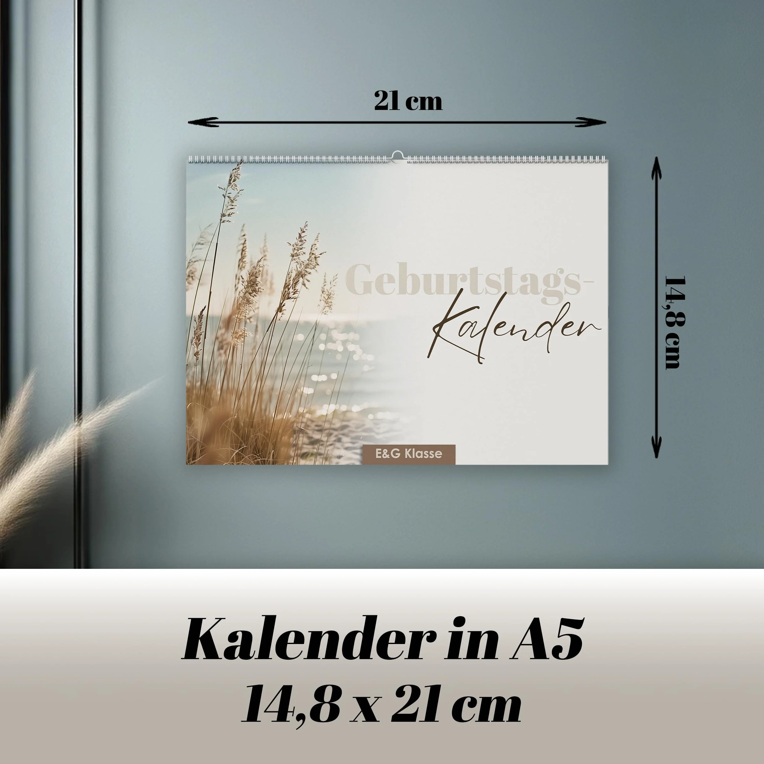 Kalendarz urodzinowy bez daty A5 wielokrotnego użytku ścienny beżowy boho