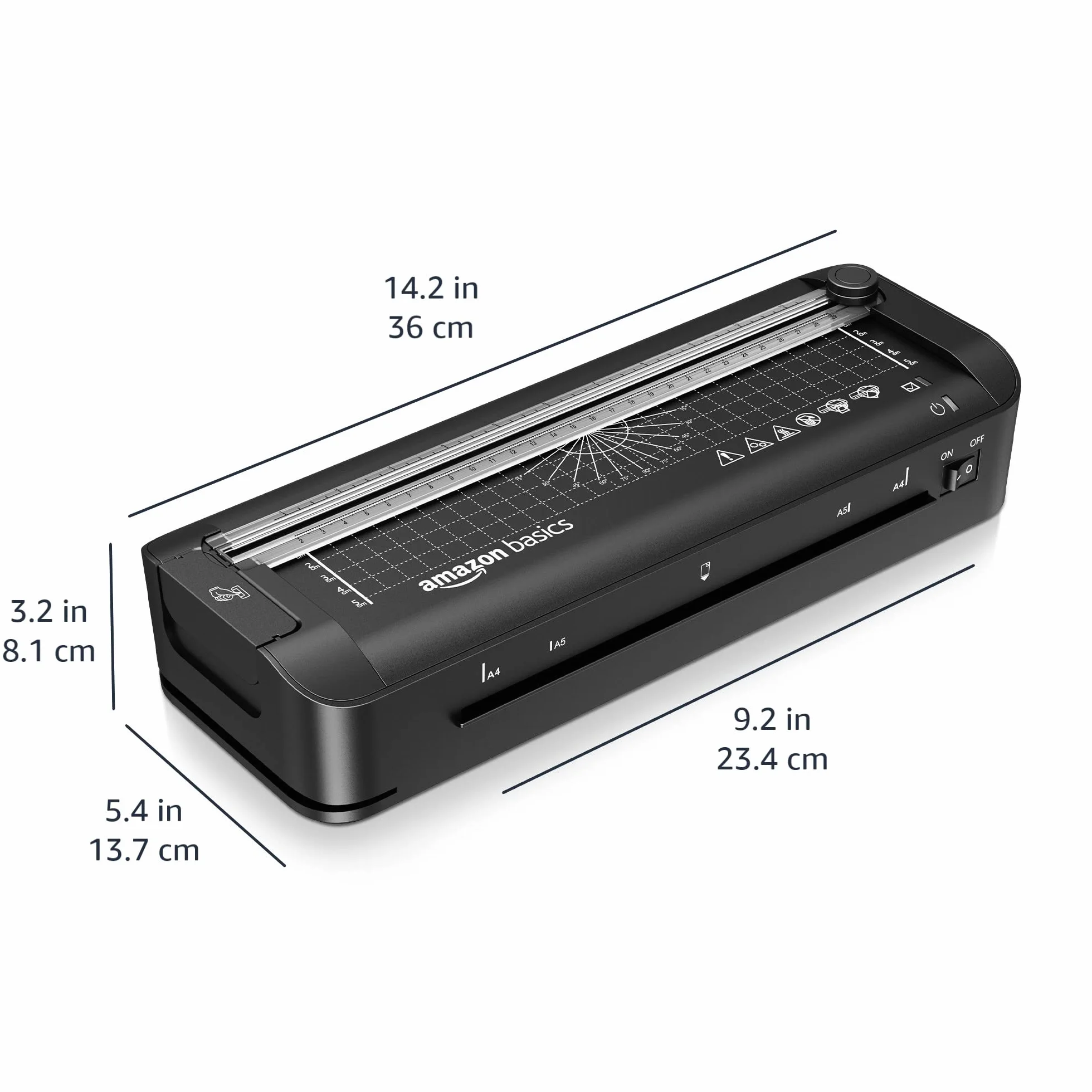 Amazon Basics Laminator termiczny 3 w 1 A4, cięcie, dziurkowanie, zaokrąglanie narożników, czarny