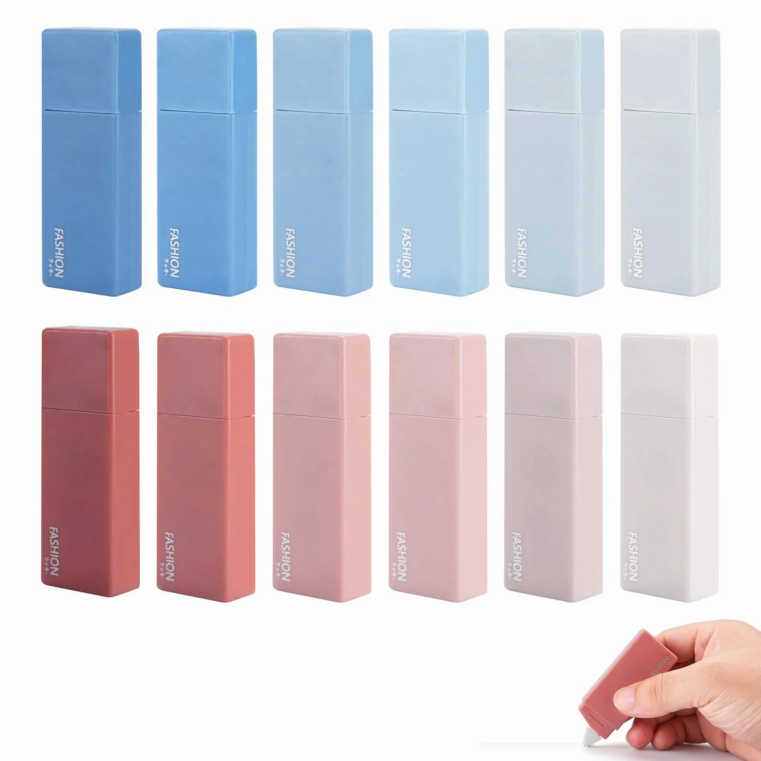 12 sztuk taśm korekcyjnych, White Out, mini kolorowe, szybkoschnące rolki korekcyjne, estetyczna mysz korekcyjna dla studentów, biura, domu, szkoły (gradient kolorów, niebieski, czerwony)