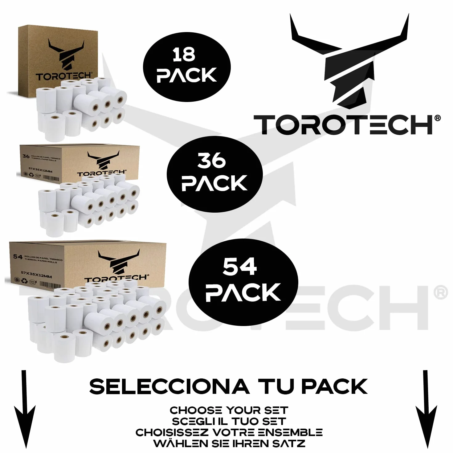 TOROTECH Rolki Termiczne 57x35x12 mm – 18 rolek – Rolki Papieru Termicznego – Przyjazne dla Srodowiska bez BPA – Terminale Biletowe – Rolki do Drukarki POS TPV (18)