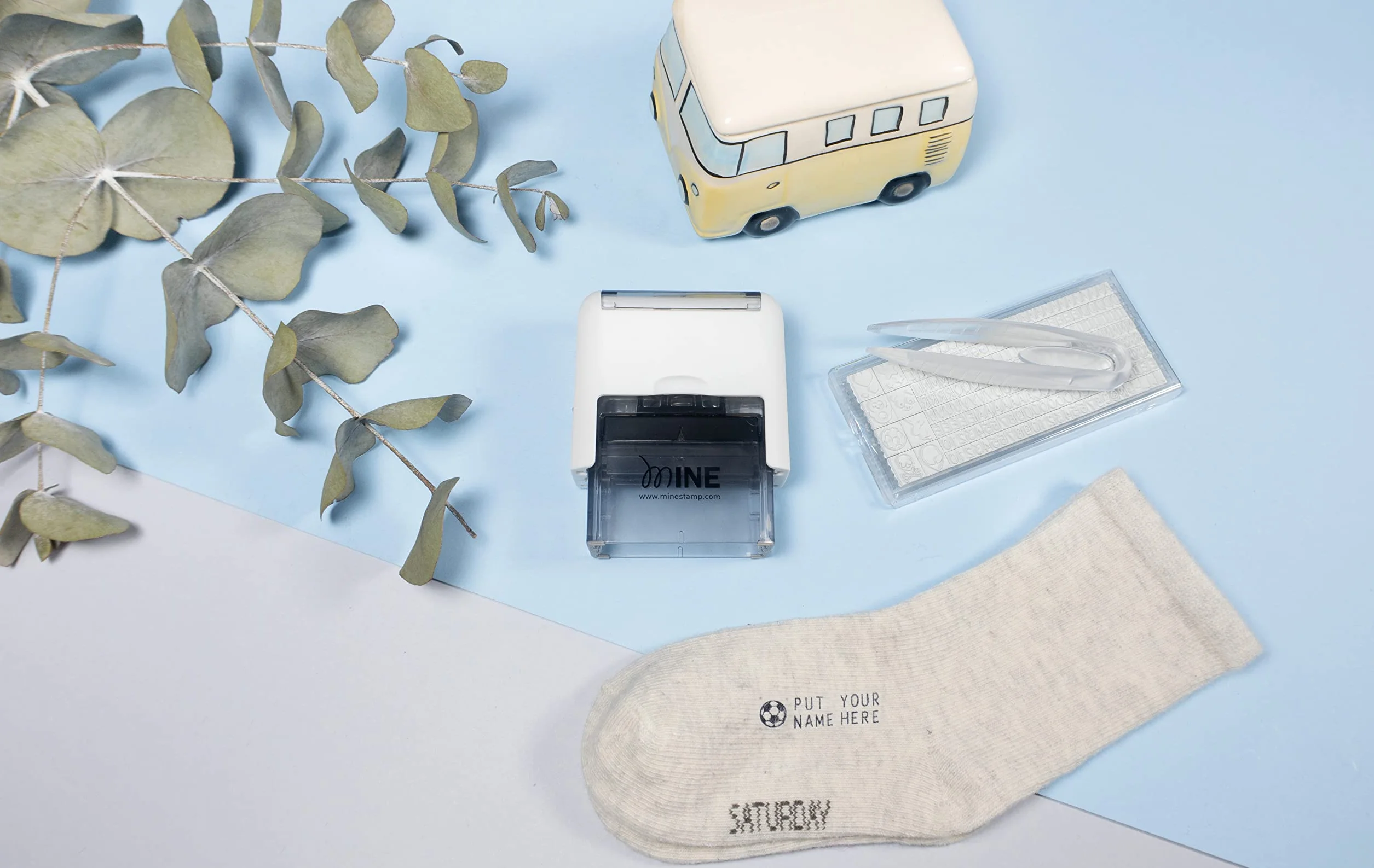 Kompaktowy stempel do ubrań i książek | Personalizowana pieczątka z imieniem dla dzieci i dorosłych